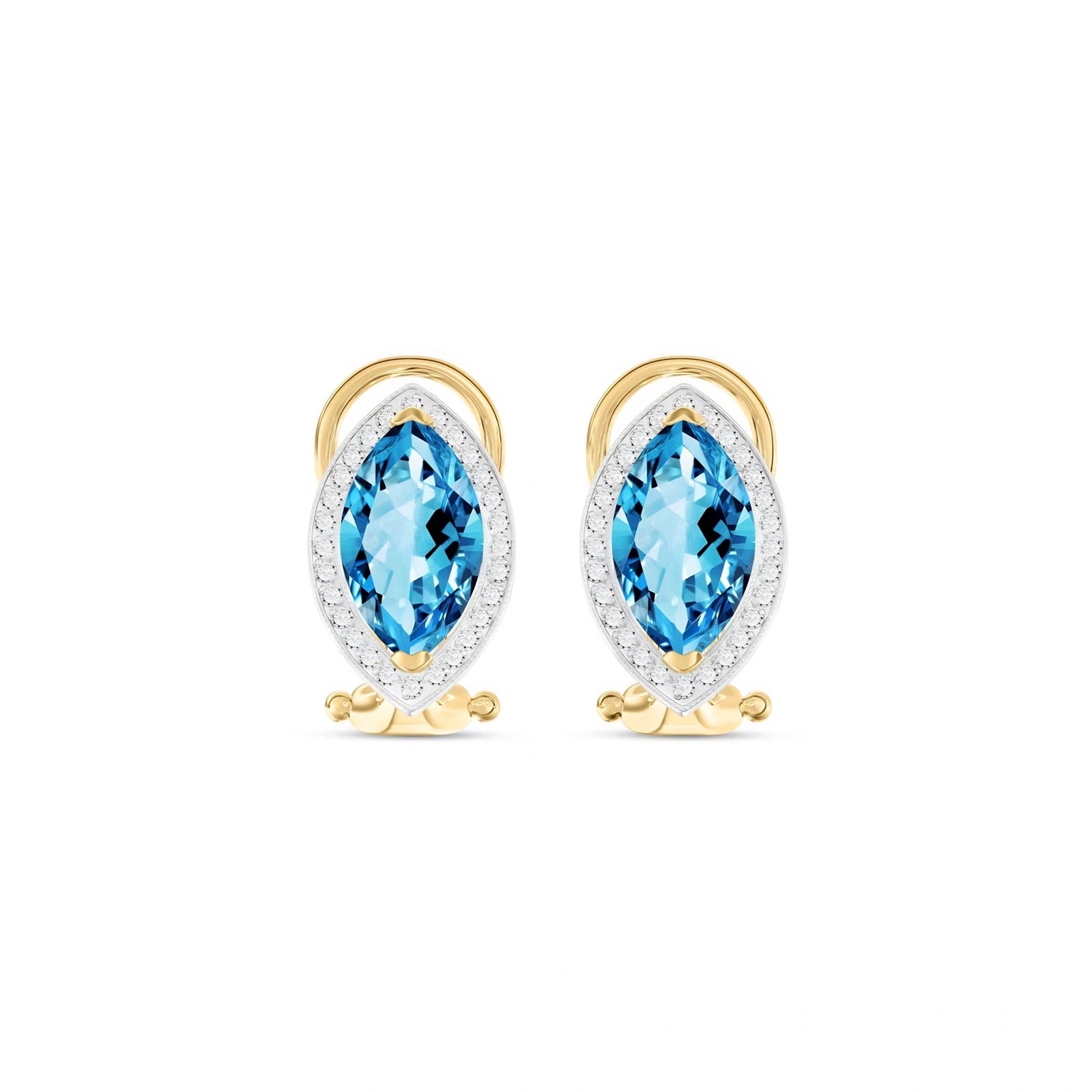 Yellow Gold Earrings Blue Topaz 10K — Mariella