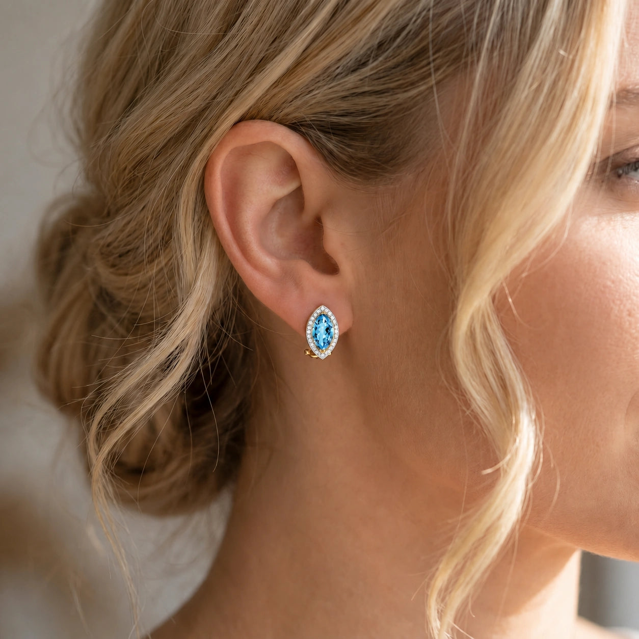 Yellow Gold Earrings Blue Topaz 10K — Mariella