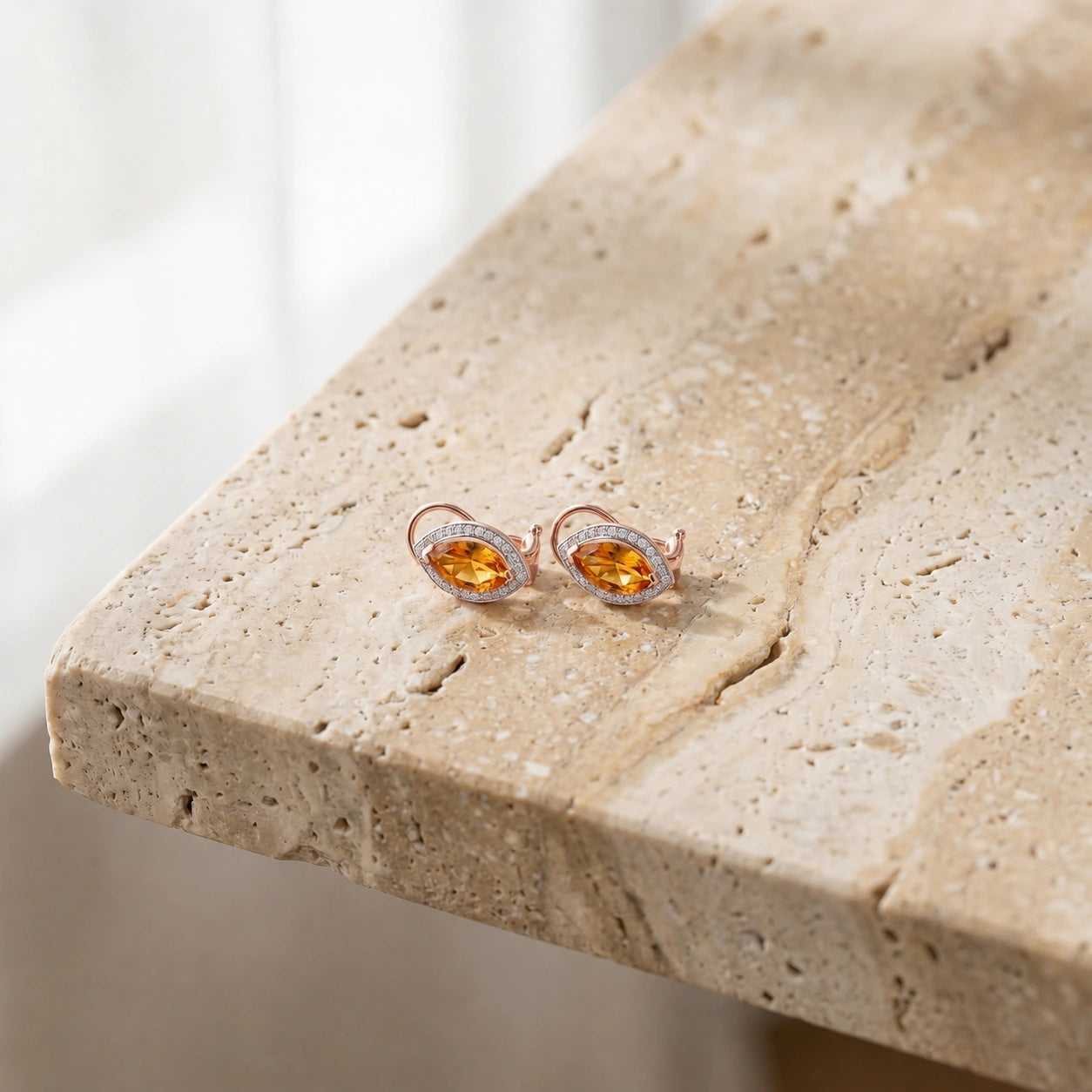 Rose Gold Earrings Citrine 10K — Mariella