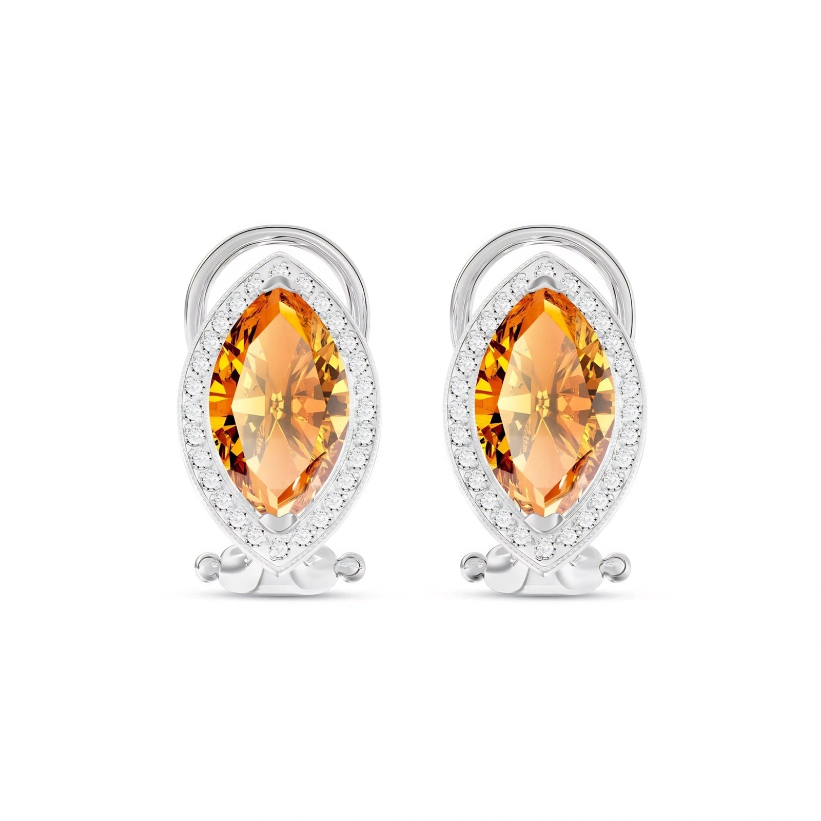 White Gold Earrings Citrine 10K — Mariella