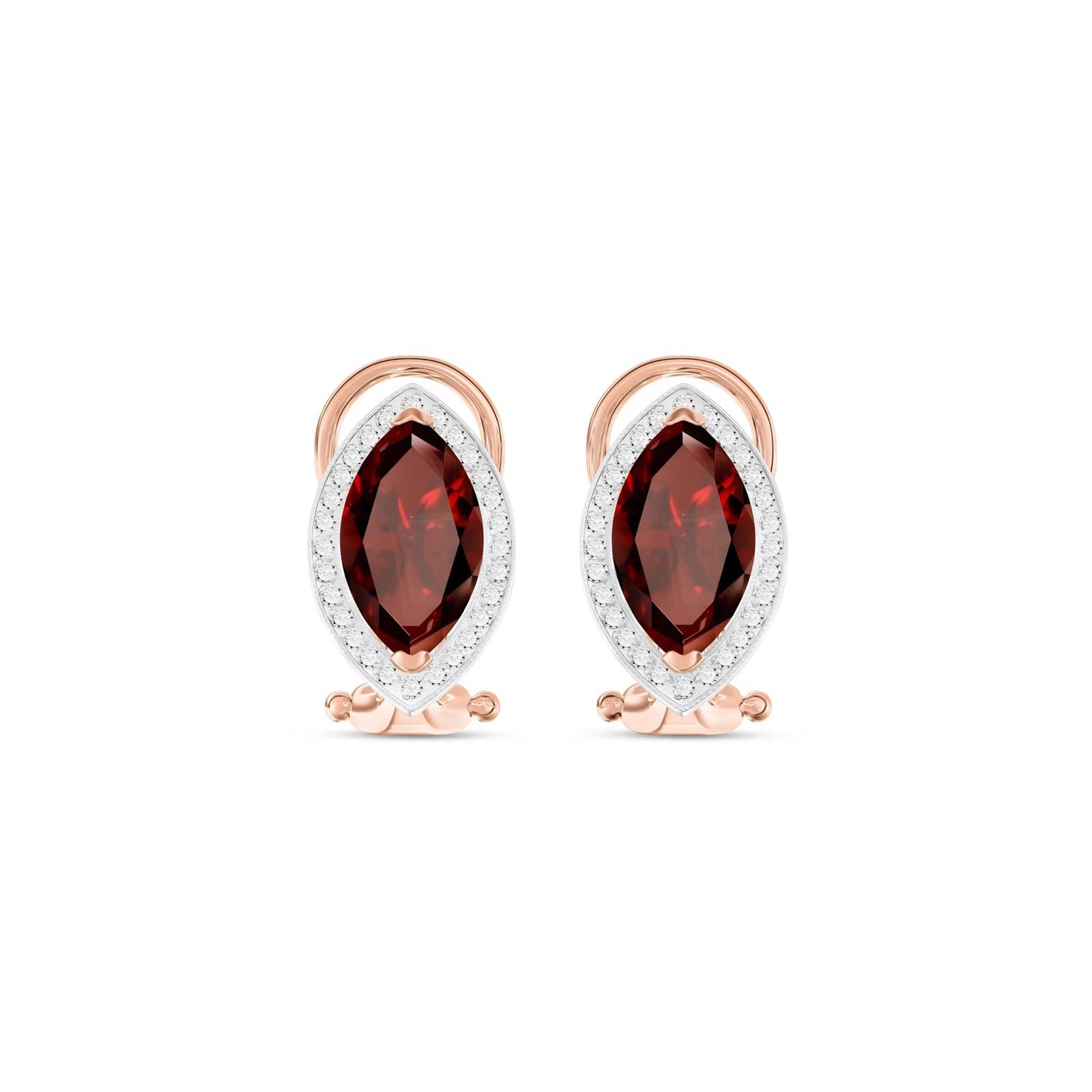 Rose Gold Earrings Garnet 10K — Mariella