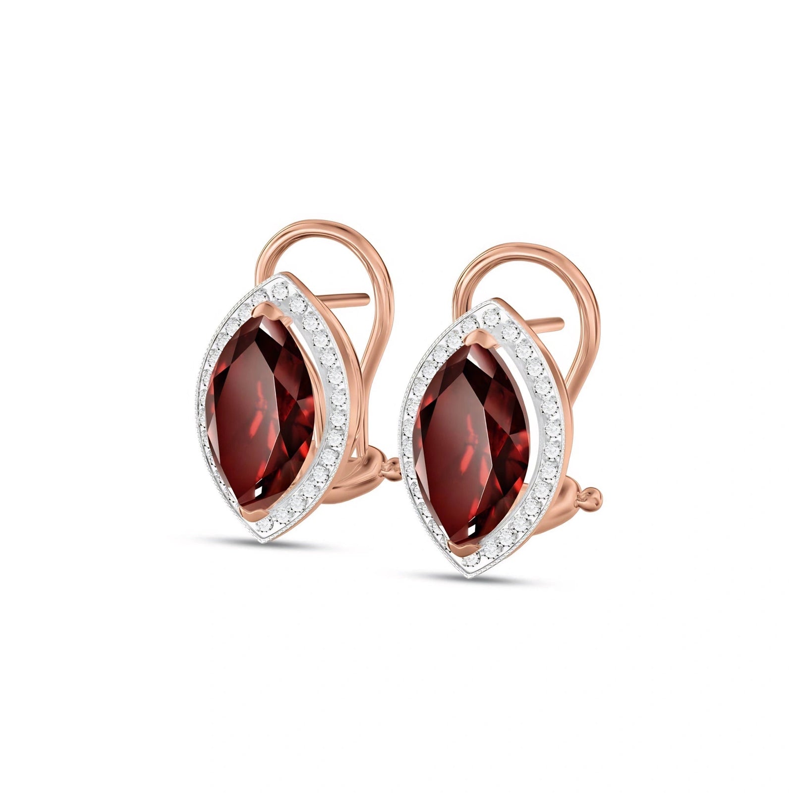 Rose Gold Earrings Garnet 10K — Mariella