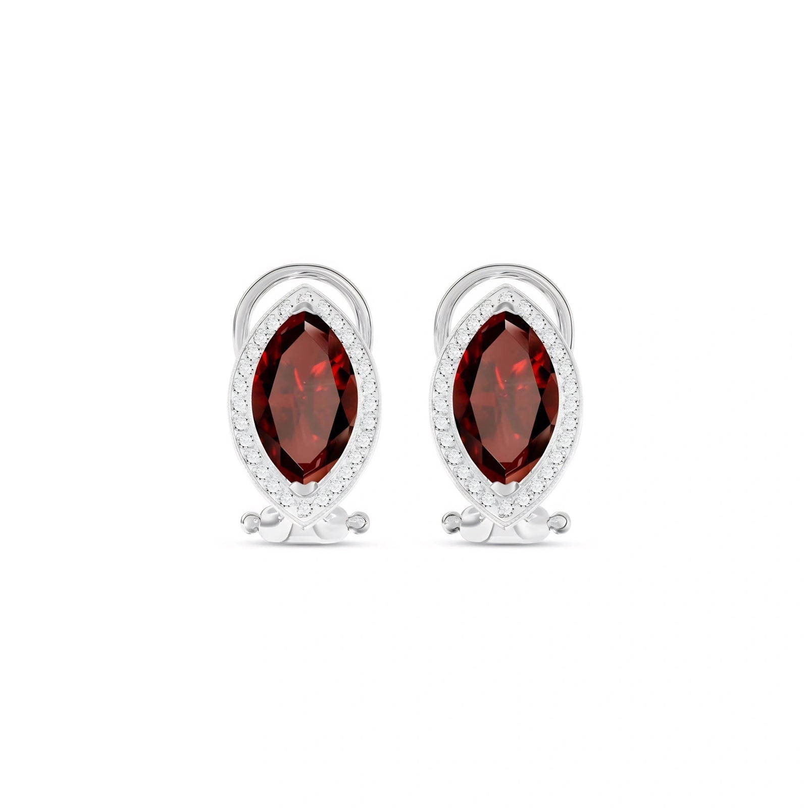 White Gold Earrings Garnet 10K — Mariella