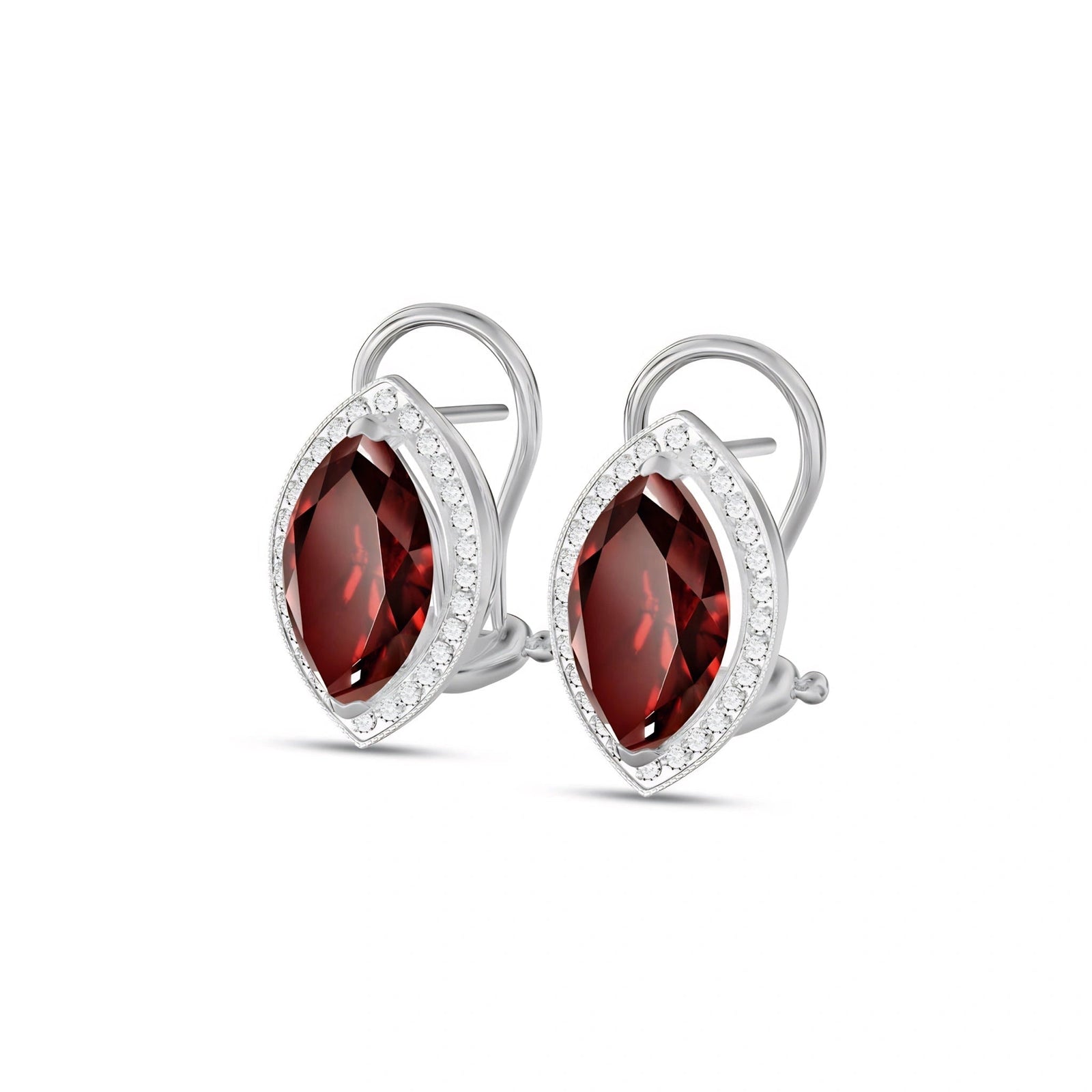 White Gold Earrings Garnet 10K — Mariella