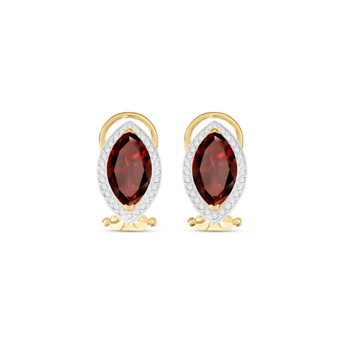 Yellow Gold Earrings Garnet 10K — Mariella