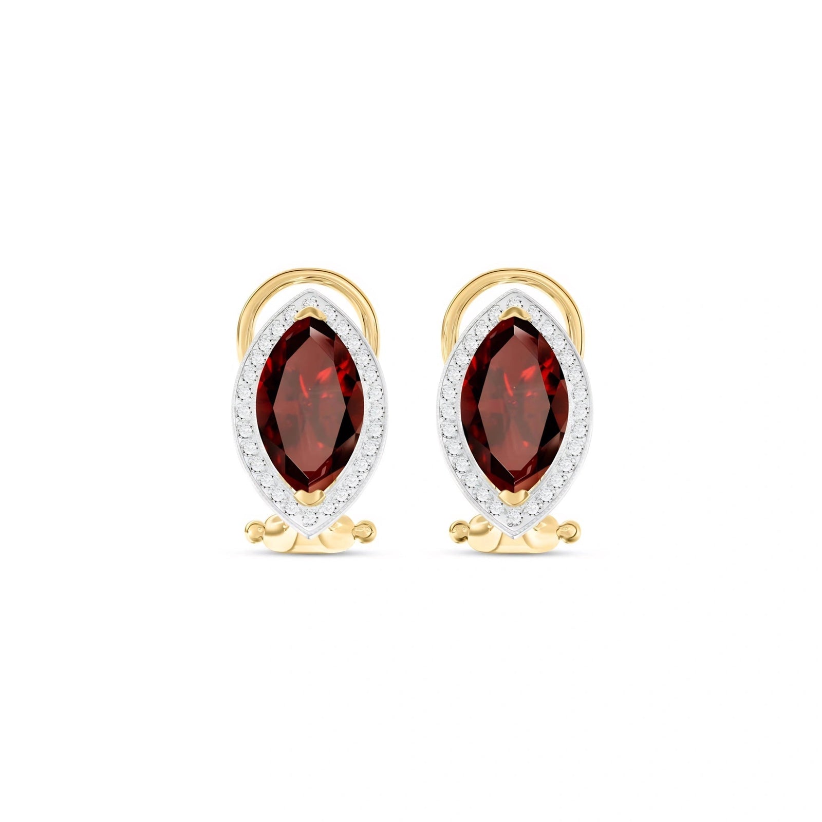Yellow Gold Earrings Garnet 10K — Mariella