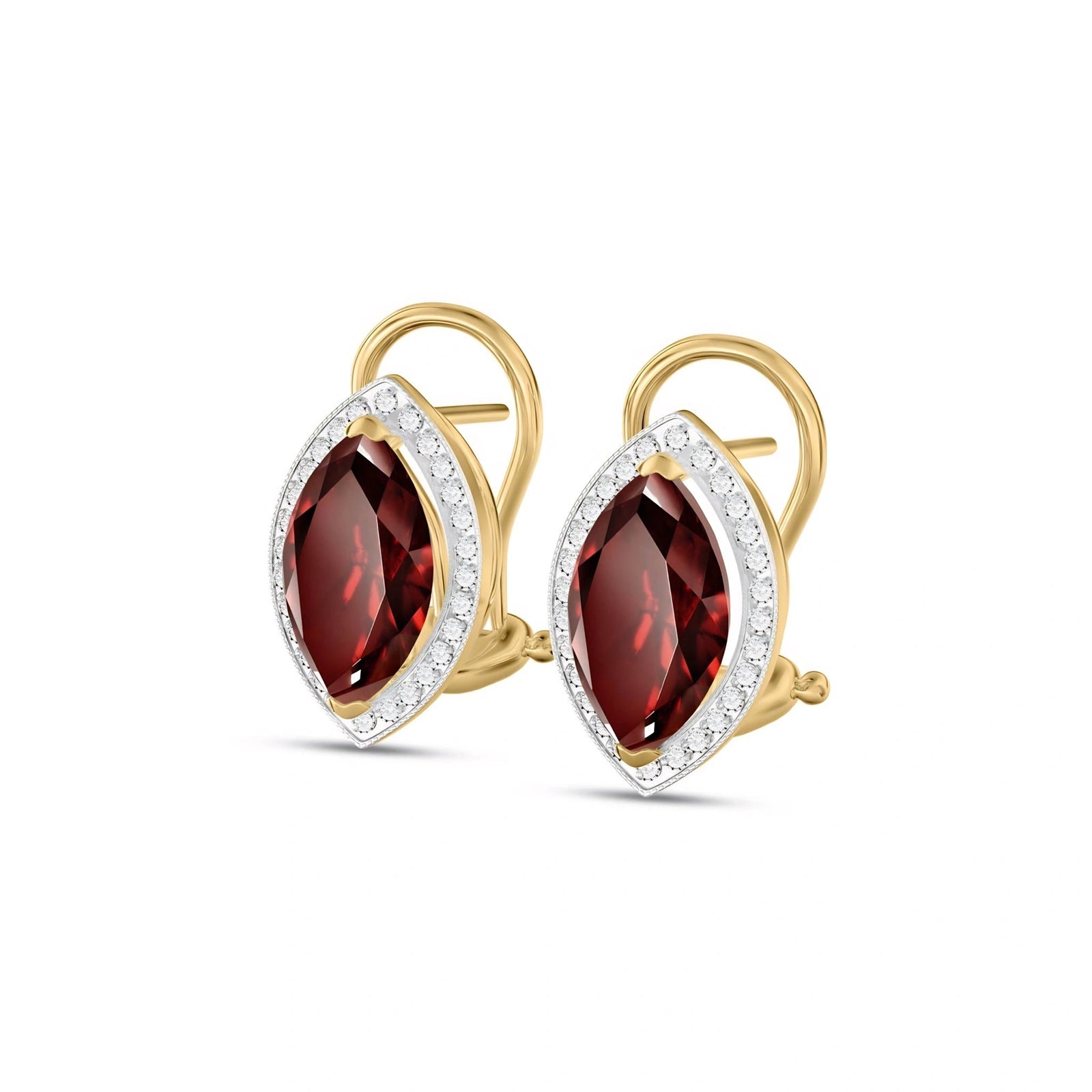 Yellow Gold Earrings Garnet 10K — Mariella