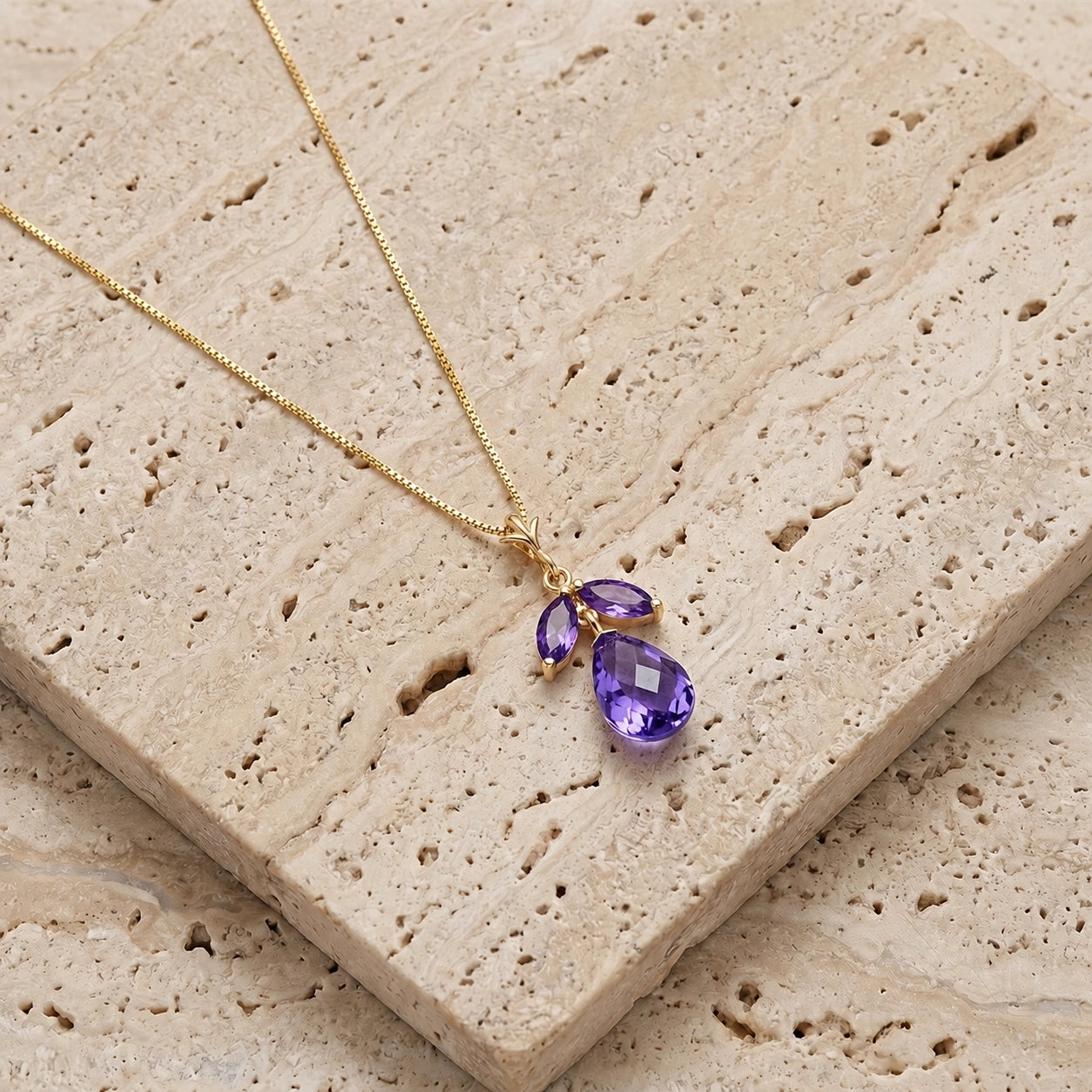 Yellow Gold Atelier Necklace Amethyst 10K — Marilena