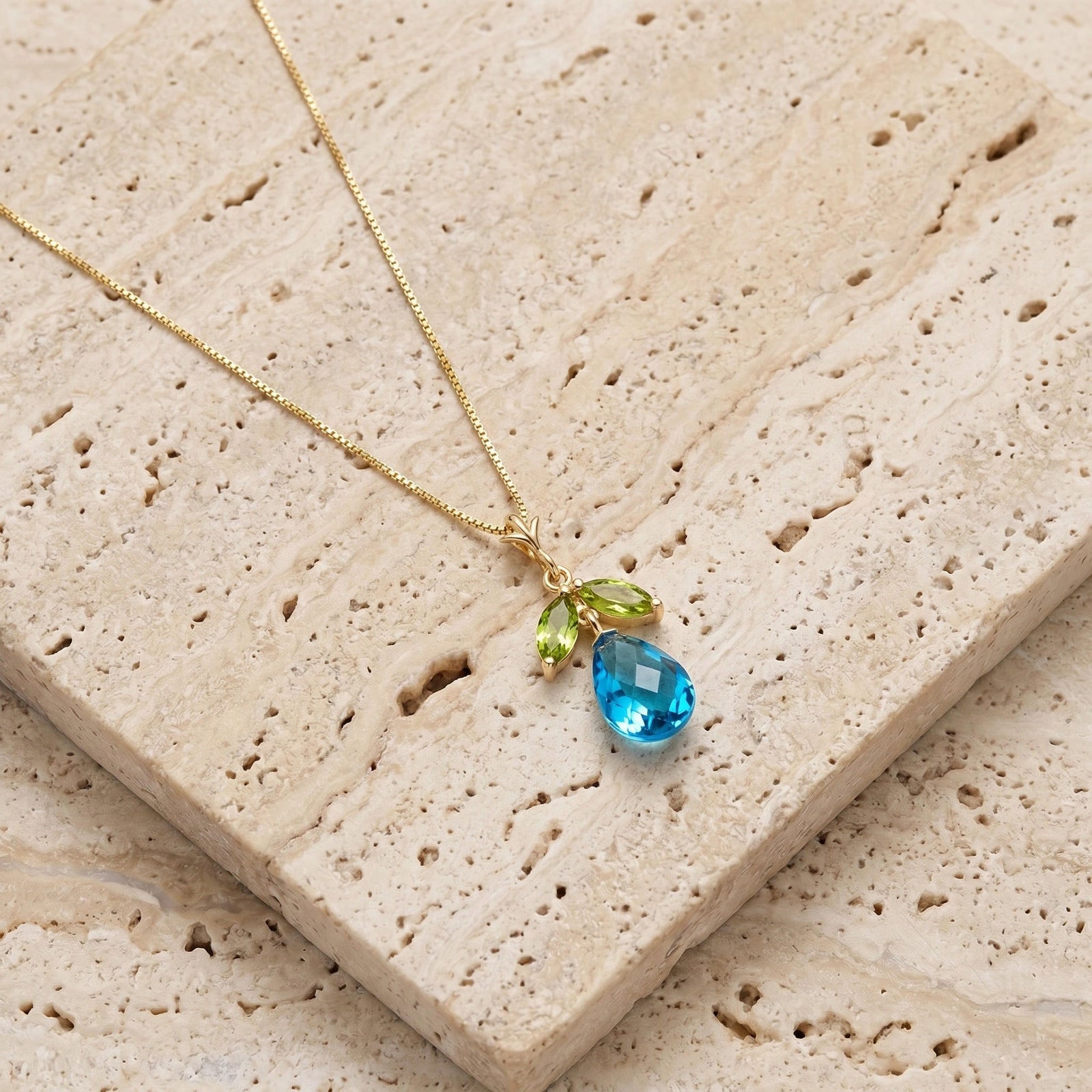 Yellow Gold Atelier Necklace Pink Topaz 10K — Marilena