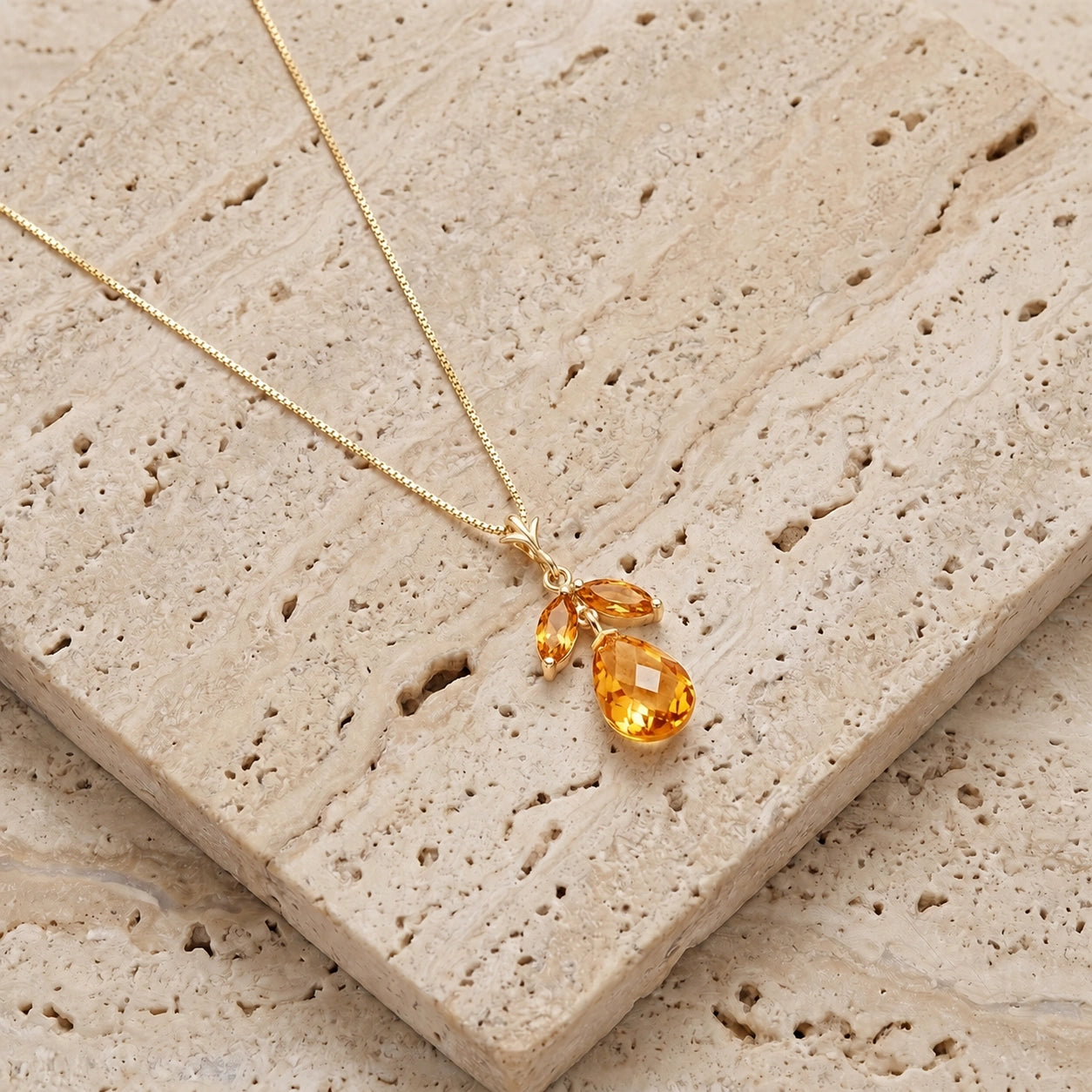 Yellow Gold Atelier Necklace Pink Topaz 10K — Marilena
