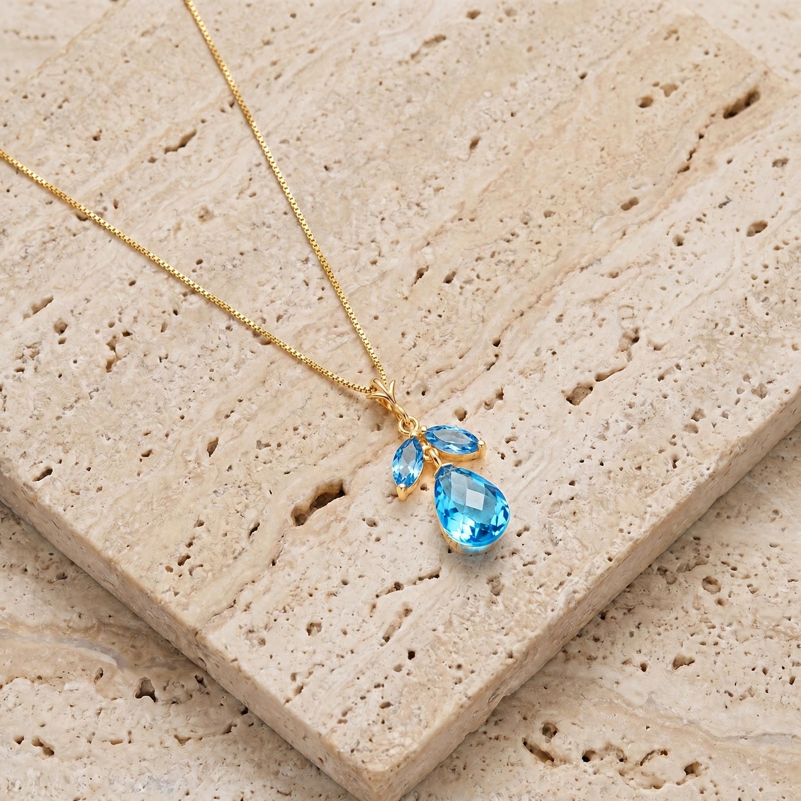 Yellow Gold Atelier Necklace Pink Topaz 10K — Marilena