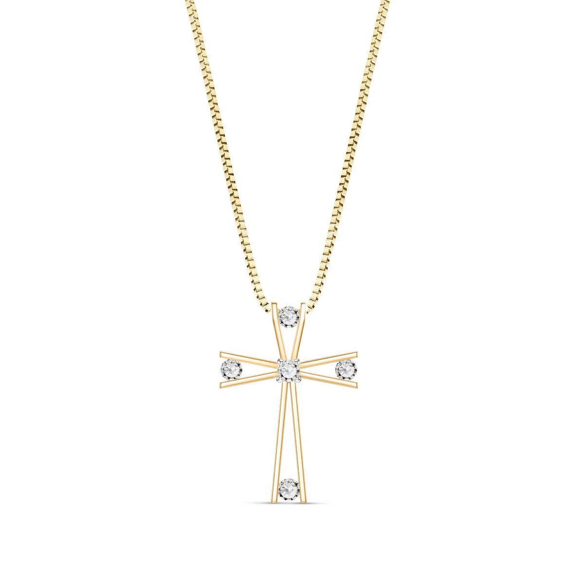 Yellow Gold Abstract Cross Pendant Necklace Diamond 10K — Silvana
