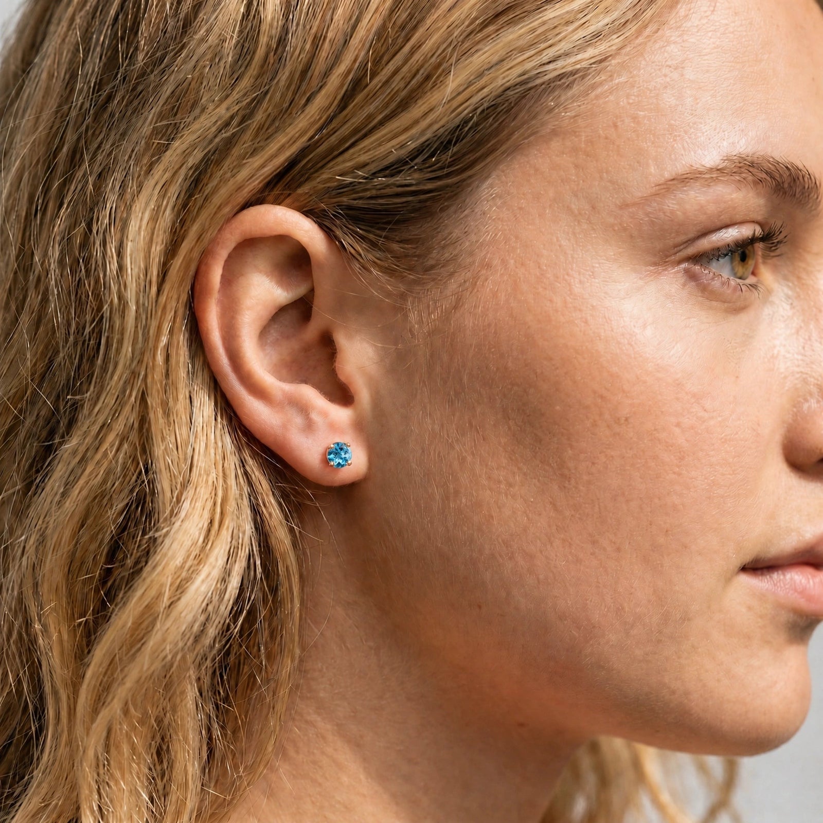 Rose Gold Halo Petal Earrings Blue Topaz 10K — Benedetta