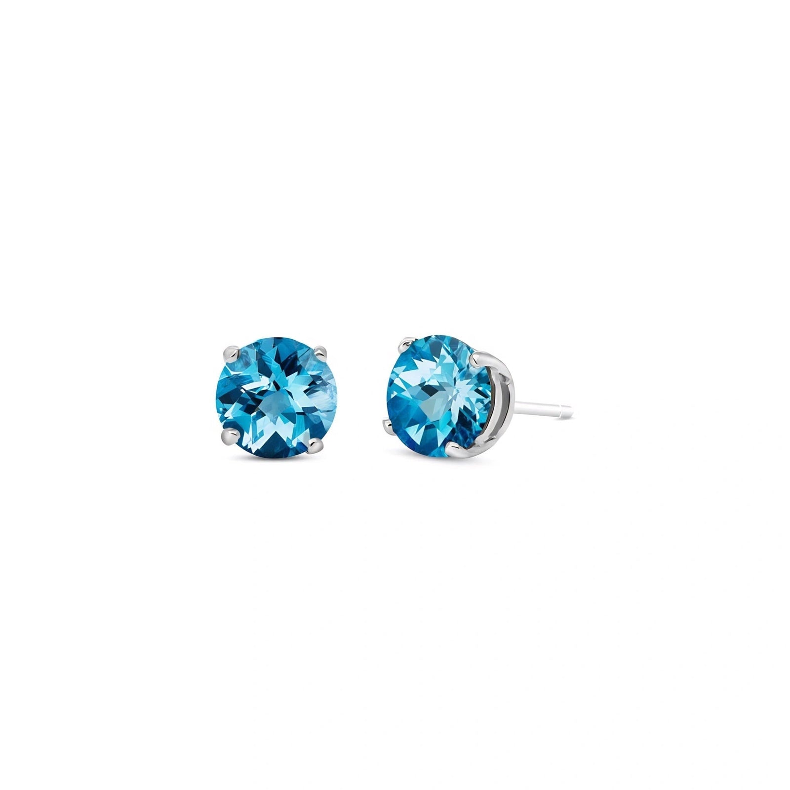 White Gold Halo Petal Earrings Blue Topaz 10K — Benedetta