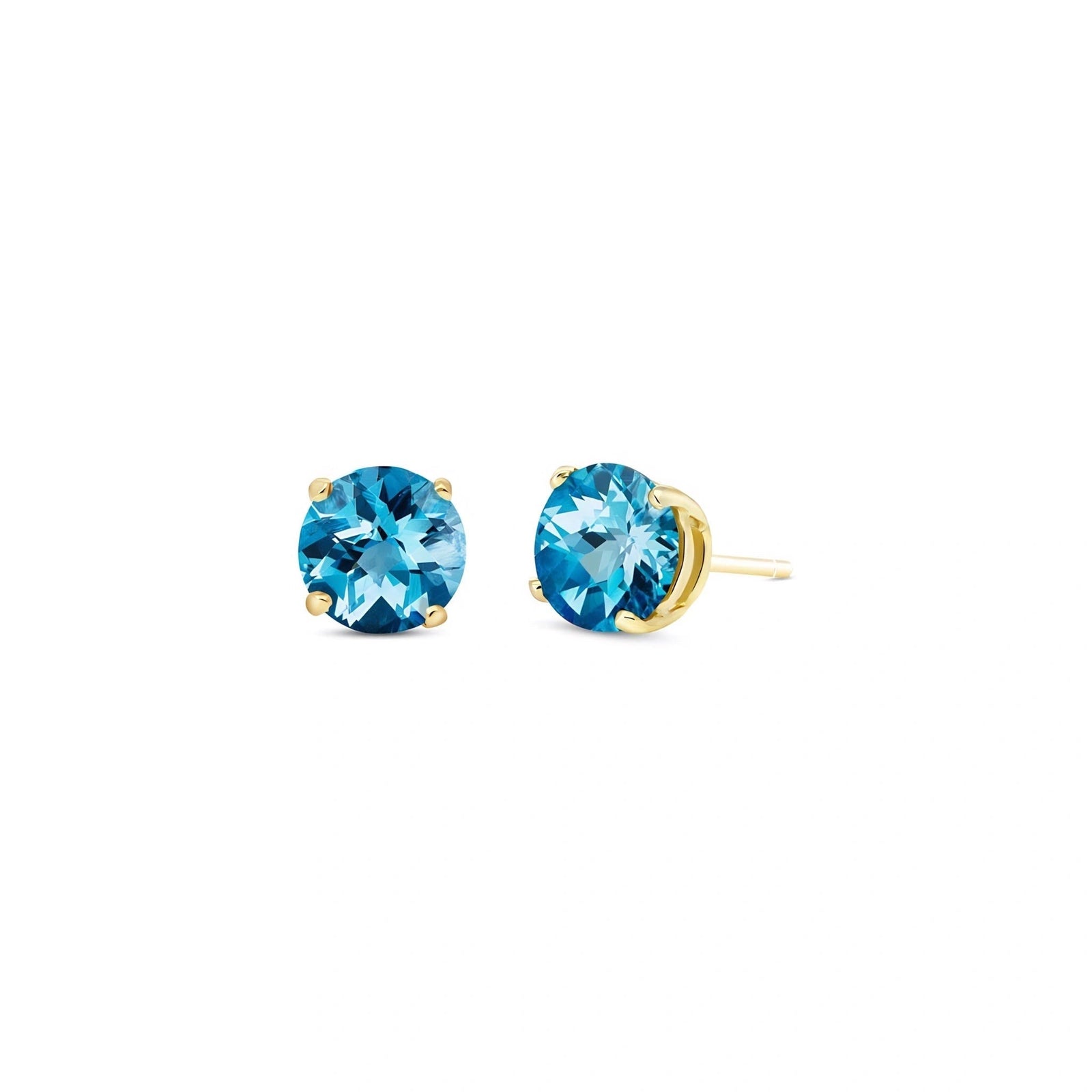 Yellow Gold Halo Petal Earrings Blue Topaz 10K — Benedetta