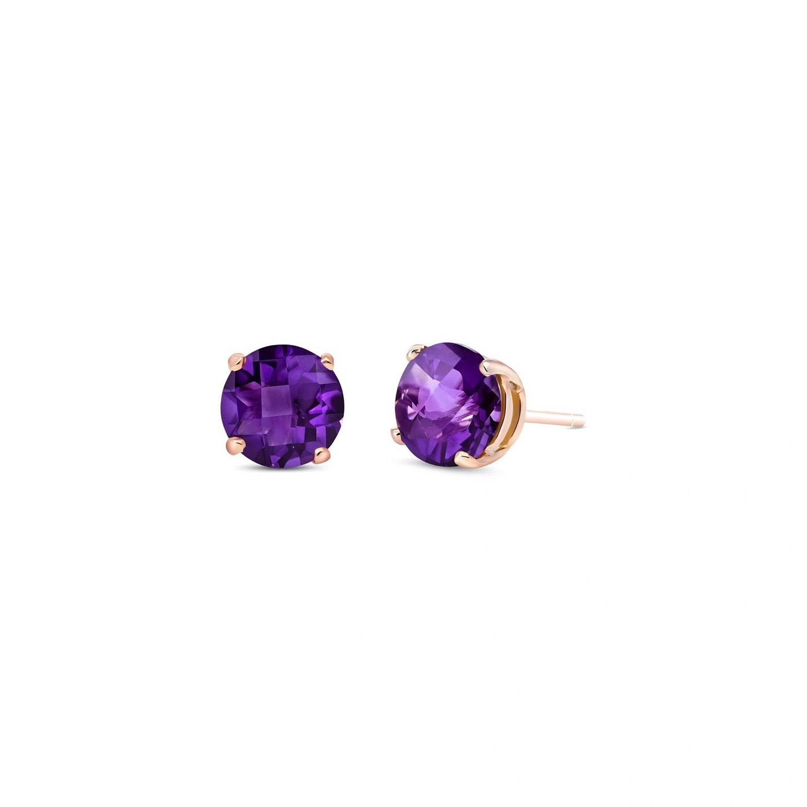 Rose Gold Halo Petal Earrings Amethyst 10K — Benedetta