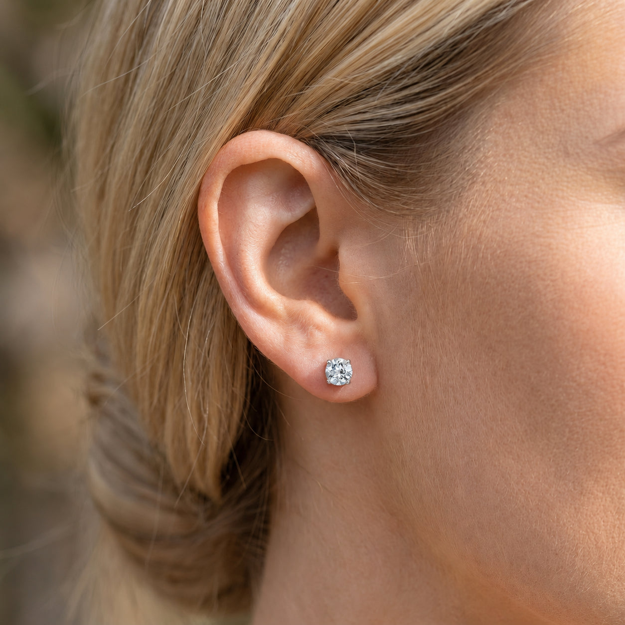 White Gold Halo Petal Earrings Amethyst 10K — Benedetta