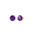Yellow Gold Halo Petal Earrings Amethyst 10K — Benedetta