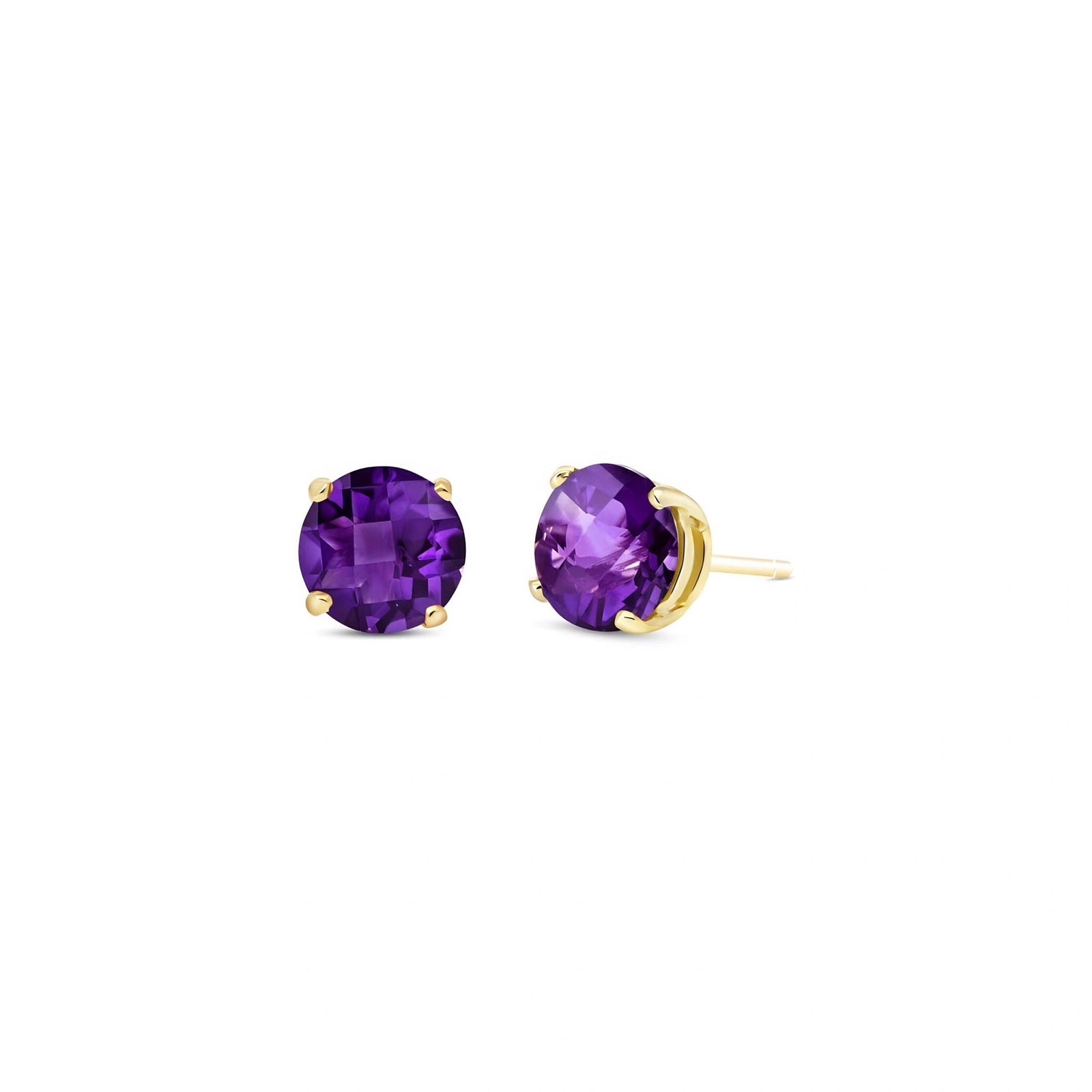 Yellow Gold Halo Petal Earrings Amethyst 10K — Benedetta