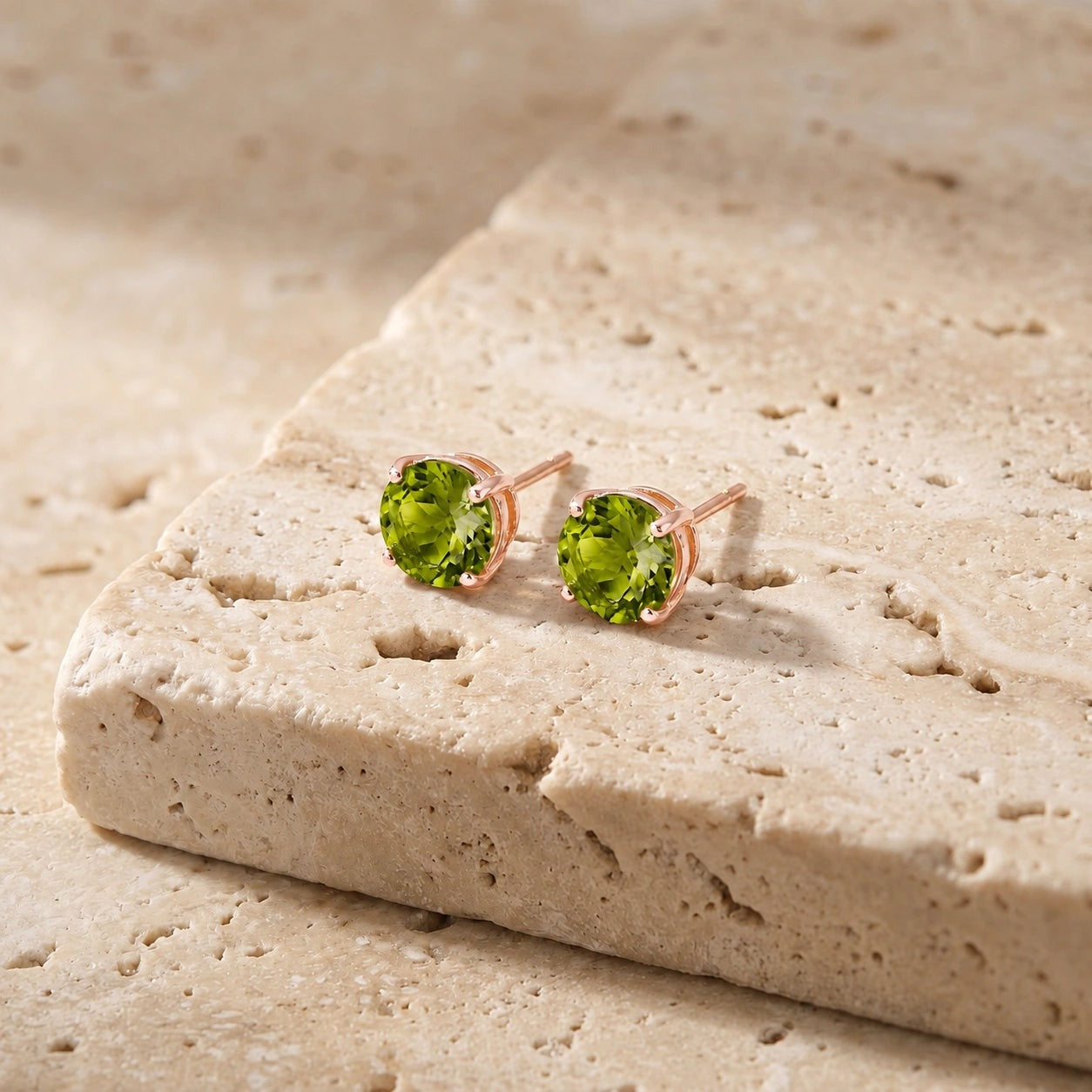 Rose Gold Halo Petal Earrings Peridot 10K — Benedetta