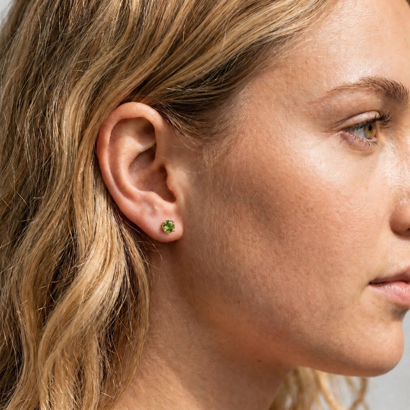 Rose Gold Halo Petal Earrings Peridot 10K — Benedetta