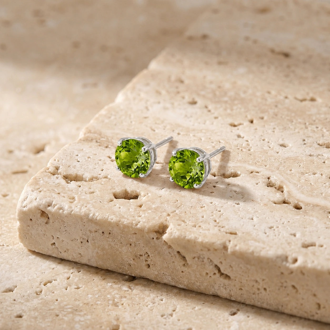 White Gold Halo Petal Earrings Peridot 10K — Benedetta