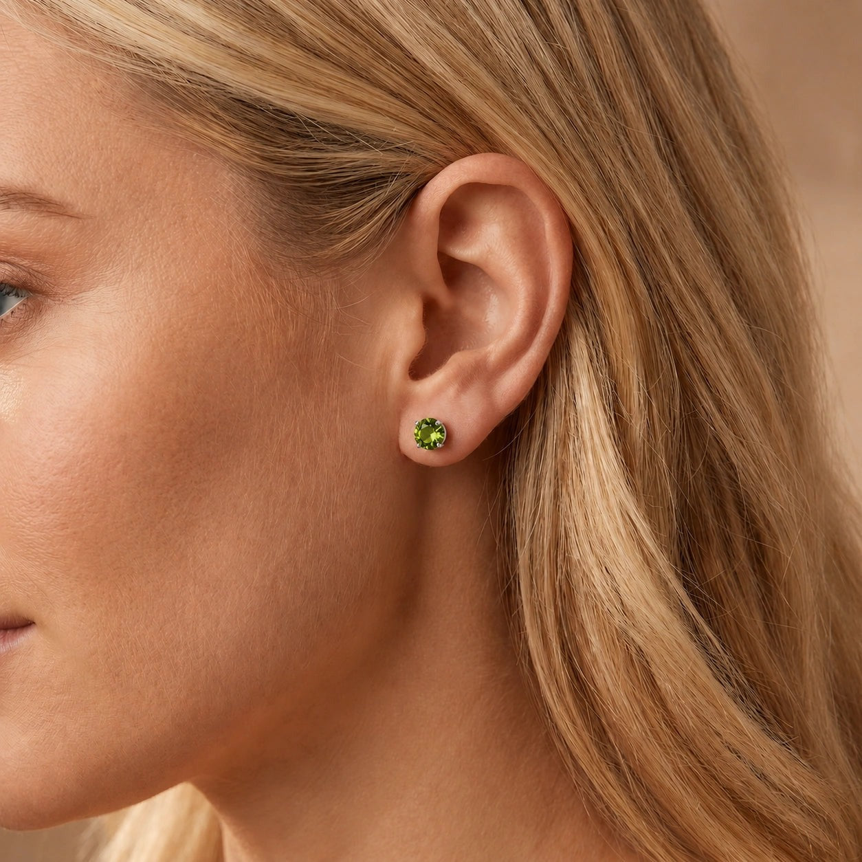 White Gold Halo Petal Earrings Peridot 10K — Benedetta