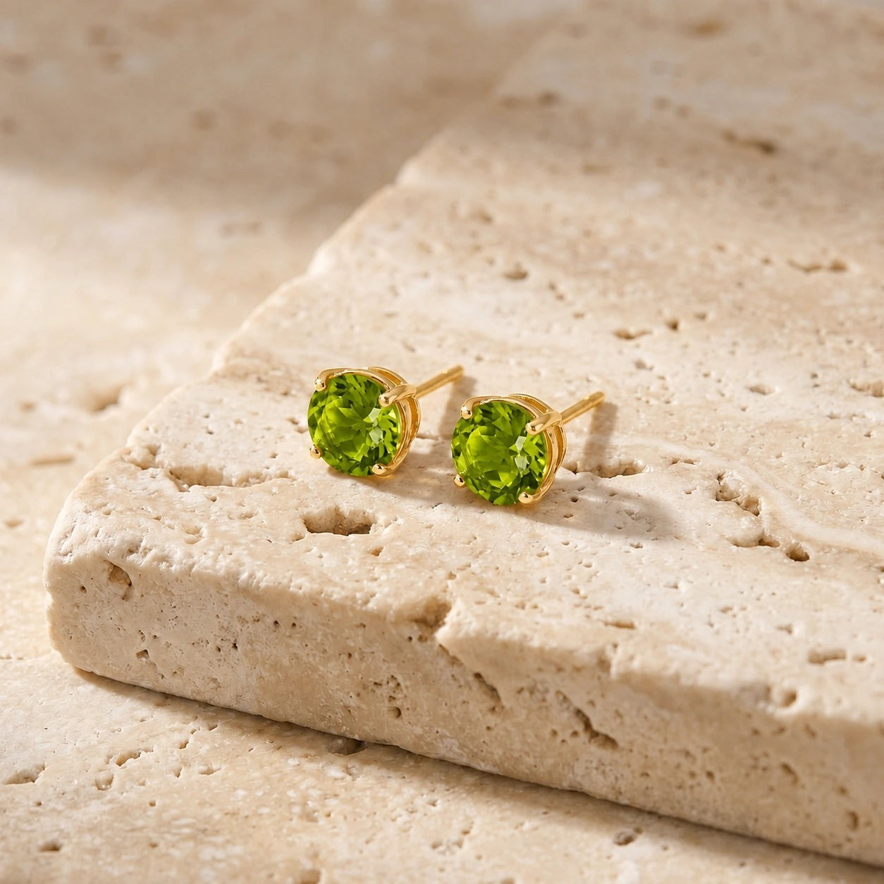 Yellow Gold Halo Petal Earrings Peridot 10K — Benedetta