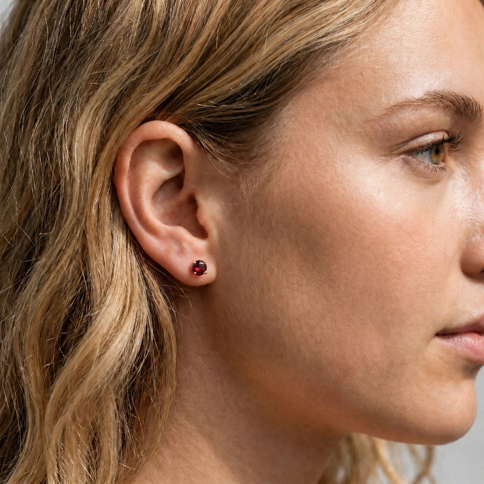 Rose Gold Halo Petal Earrings Garnet 10K — Benedetta