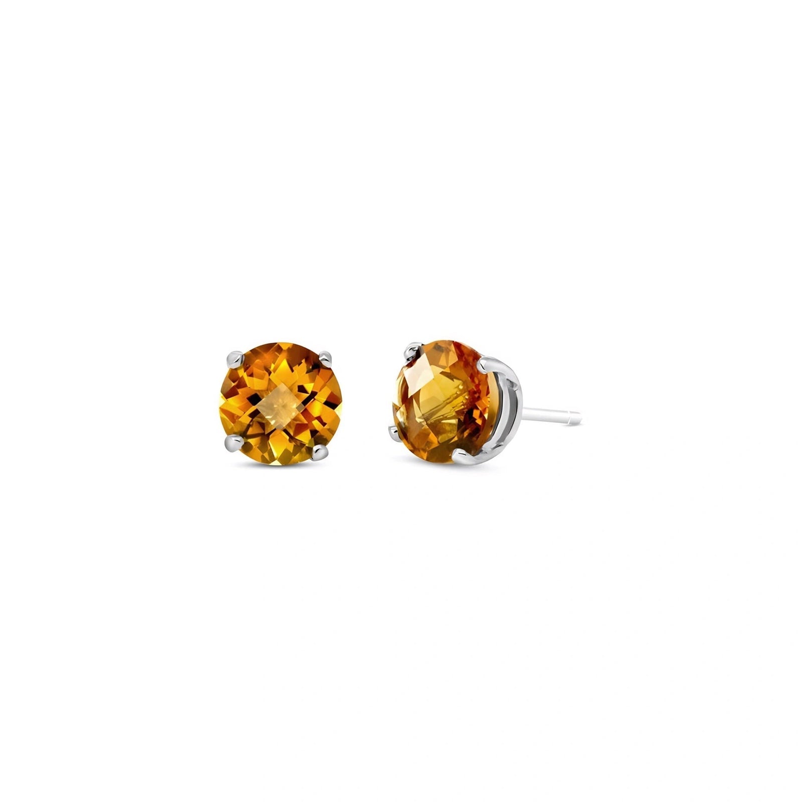 White Gold Halo Petal Earrings Citrine 10K — Benedetta