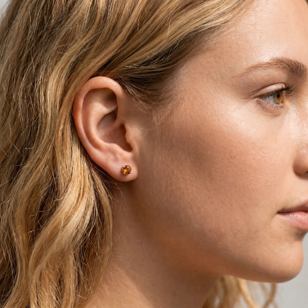White Gold Halo Petal Earrings Citrine 10K — Benedetta