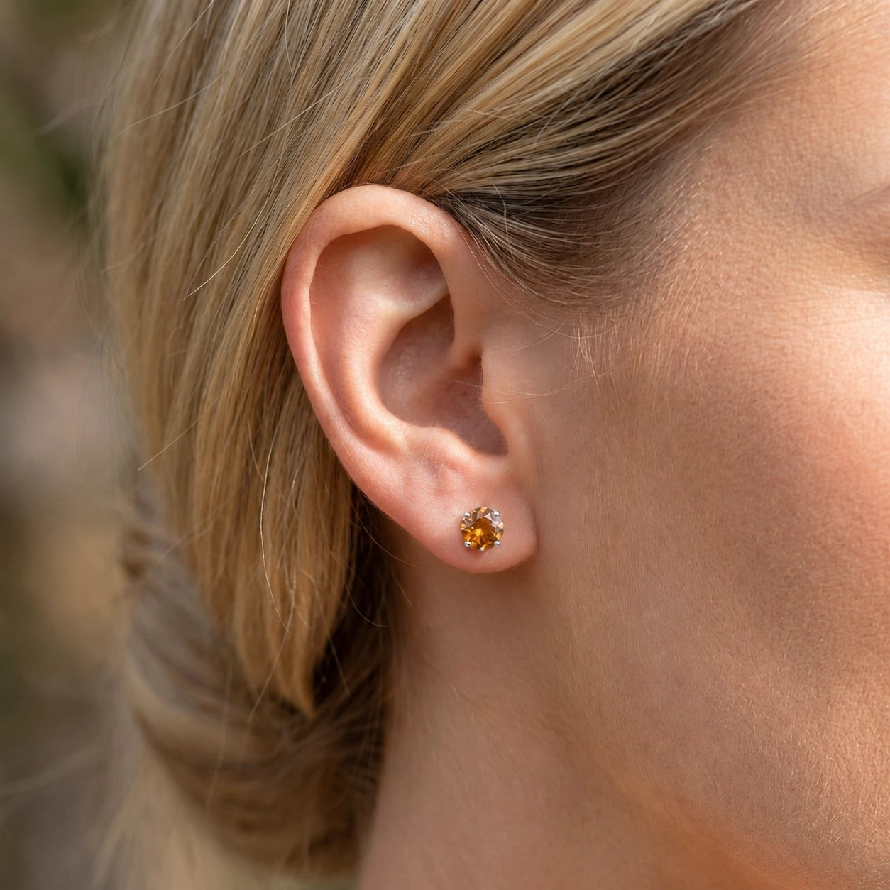 White Gold Halo Petal Earrings Citrine 10K — Benedetta