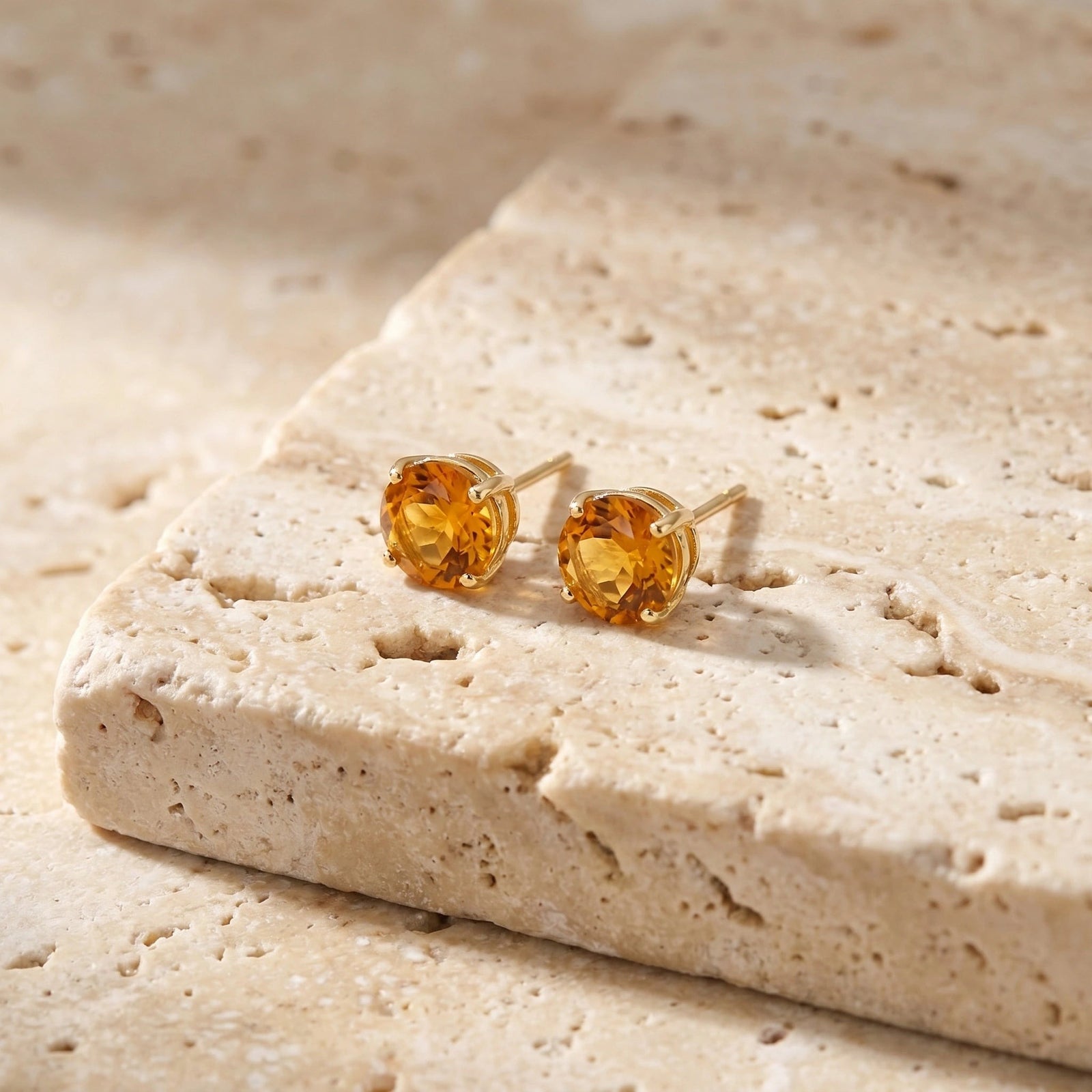 Yellow Gold Halo Petal Earrings Citrine 10K — Benedetta