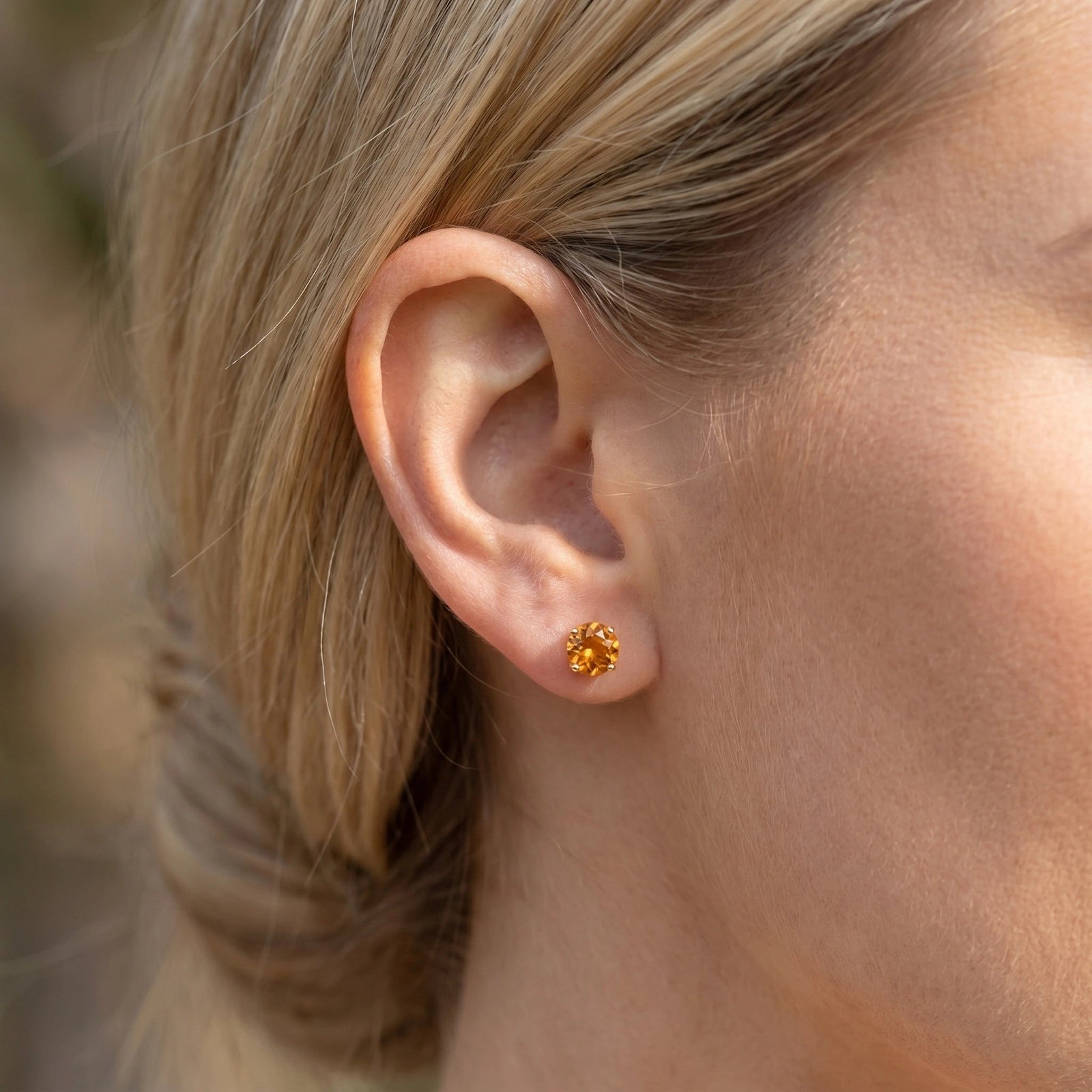Yellow Gold Halo Petal Earrings Citrine 10K — Benedetta