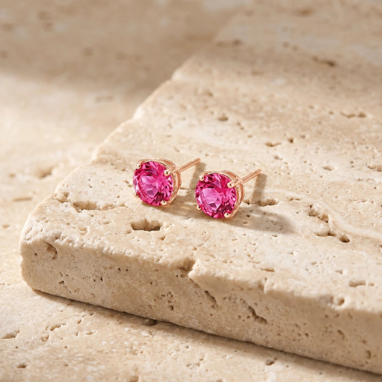 Rose Gold Halo Petal Earrings Pink Topaz 10K — Benedetta