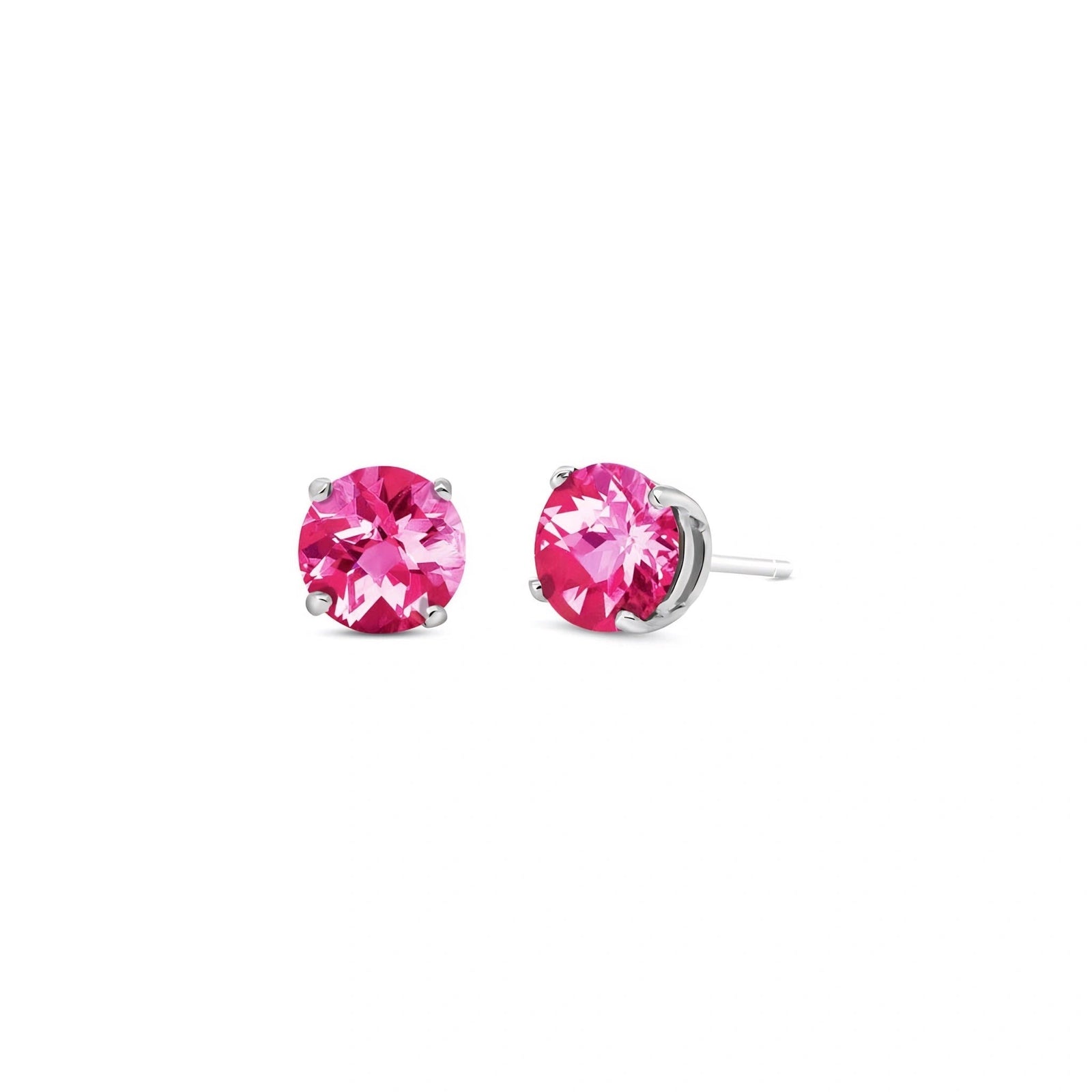 White Gold Halo Petal Earrings Pink Topaz 10K — Benedetta