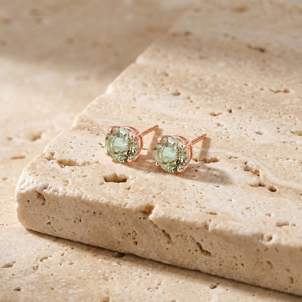Rose Gold Halo Petal Earrings Aquamarine 10K — Benedetta