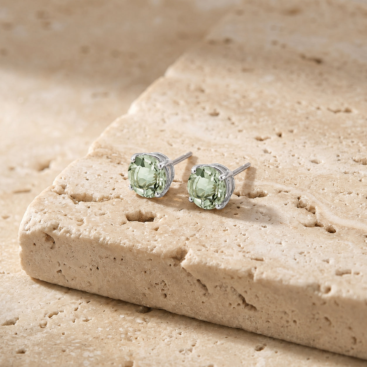 White Gold Halo Petal Earrings Aquamarine 10K — Benedetta