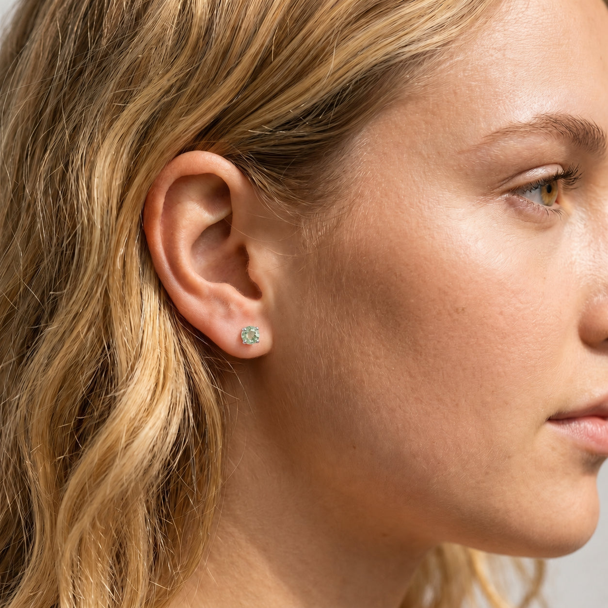 White Gold Halo Petal Earrings Aquamarine 10K — Benedetta