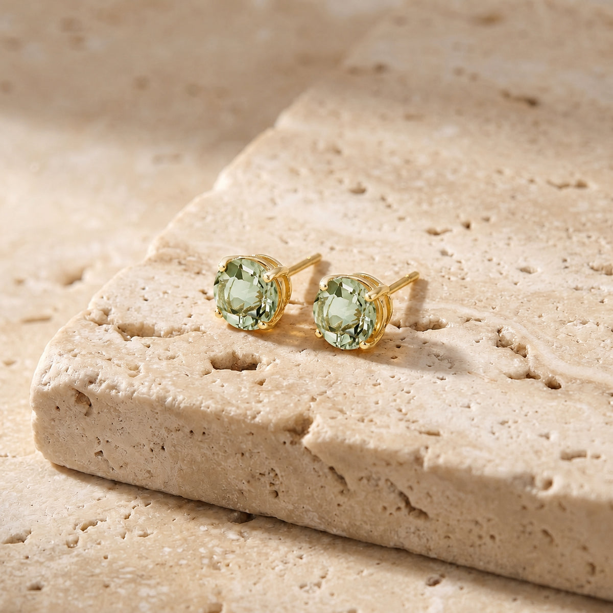 Yellow Gold Halo Petal Earrings Aquamarine 10K — Benedetta