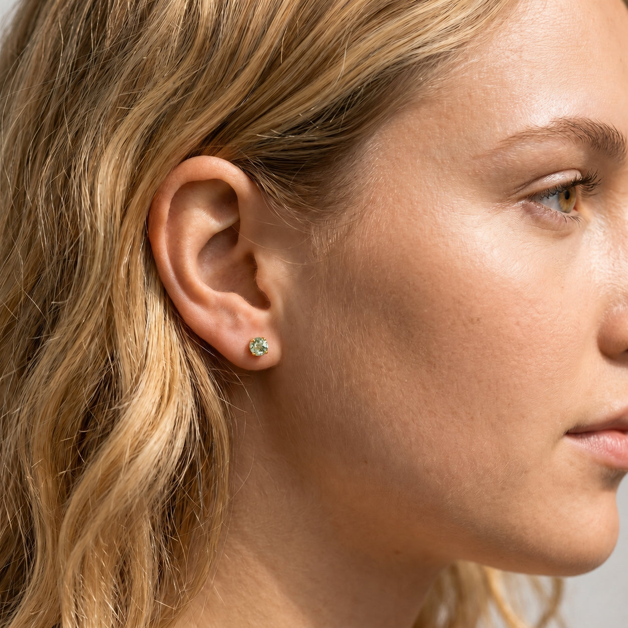 Yellow Gold Halo Petal Earrings Aquamarine 10K — Benedetta