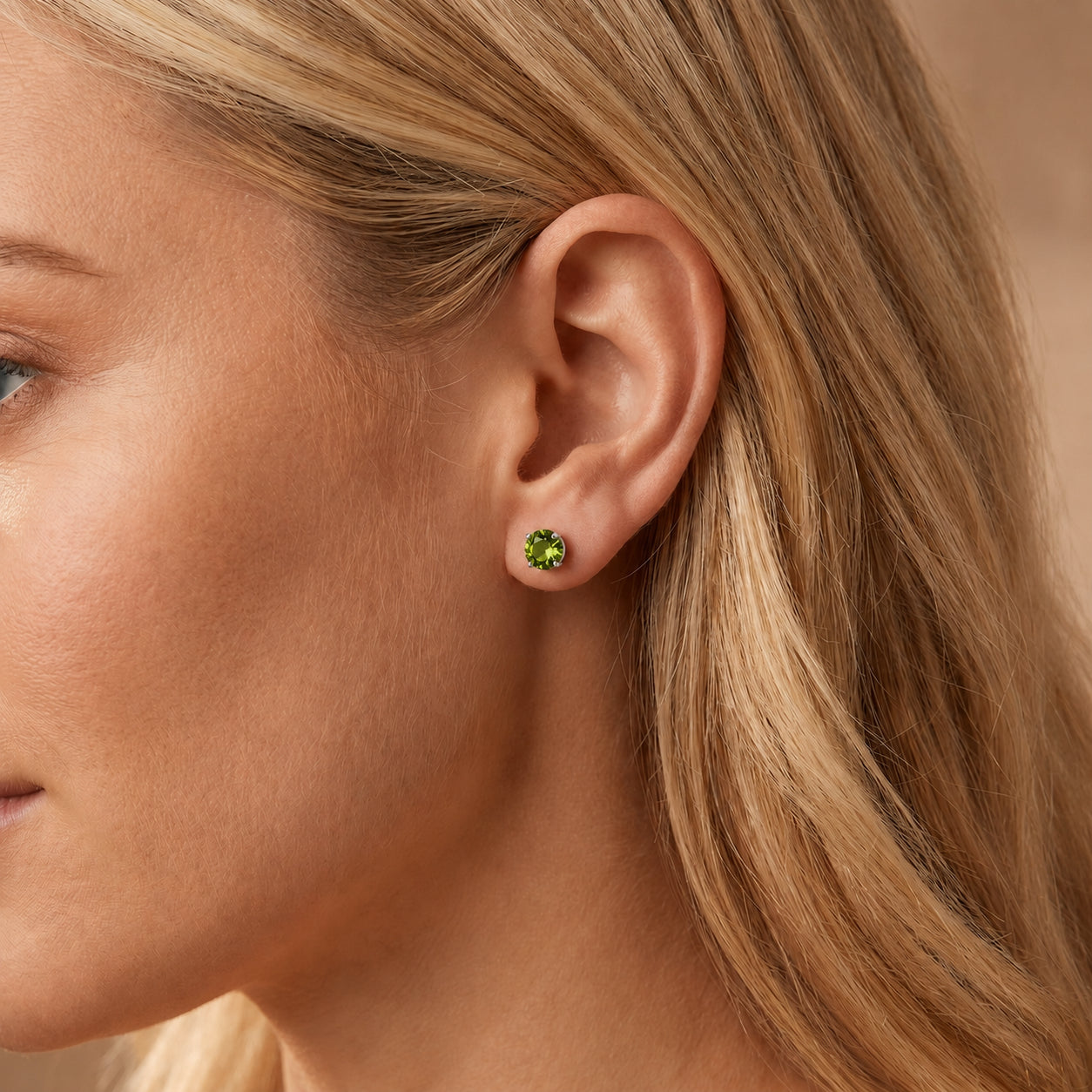 White Gold Halo Petal Earrings Green Amethyst 10K — Benedetta