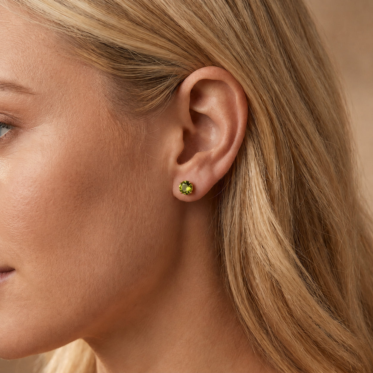 Yellow Gold Halo Petal Earrings Green Amethyst 10K — Benedetta