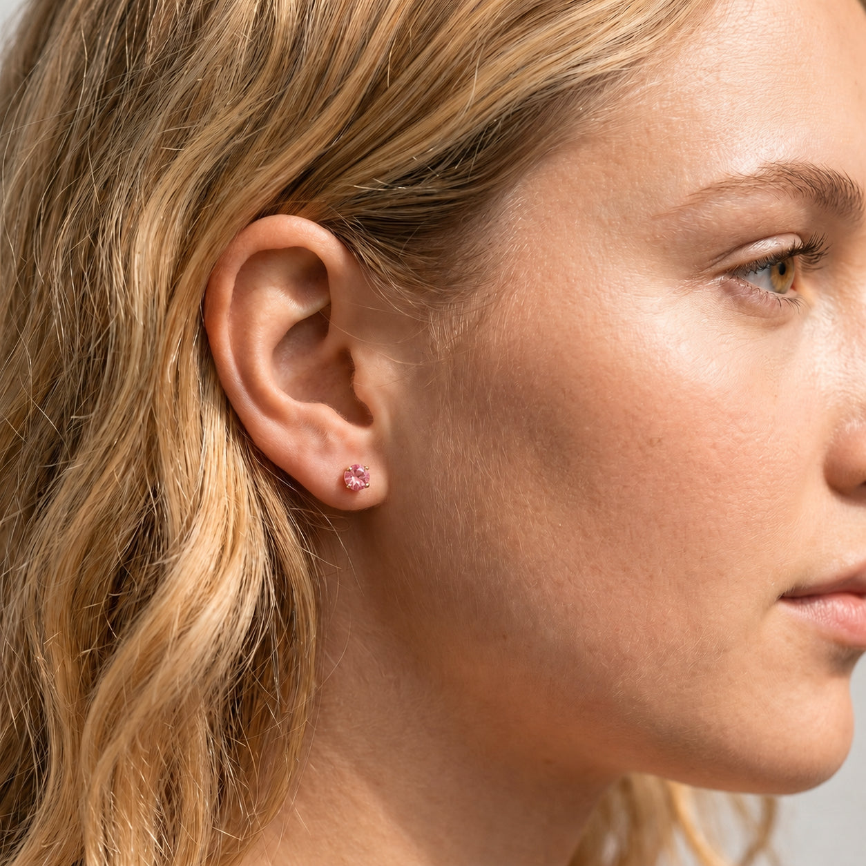 Rose Gold Halo Petal Earrings Ruby 10K — Benedetta