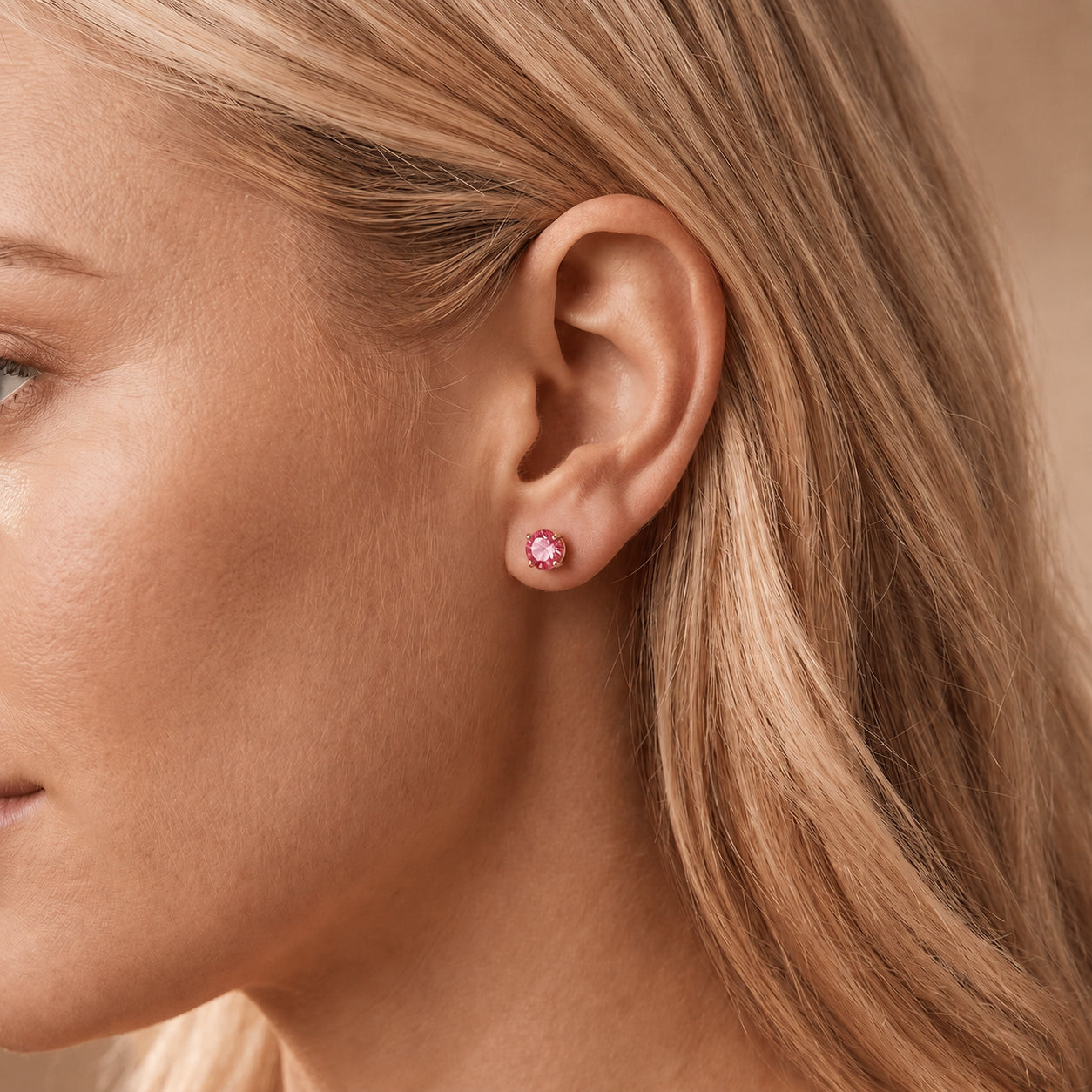 Rose Gold Halo Petal Earrings Ruby 10K — Benedetta