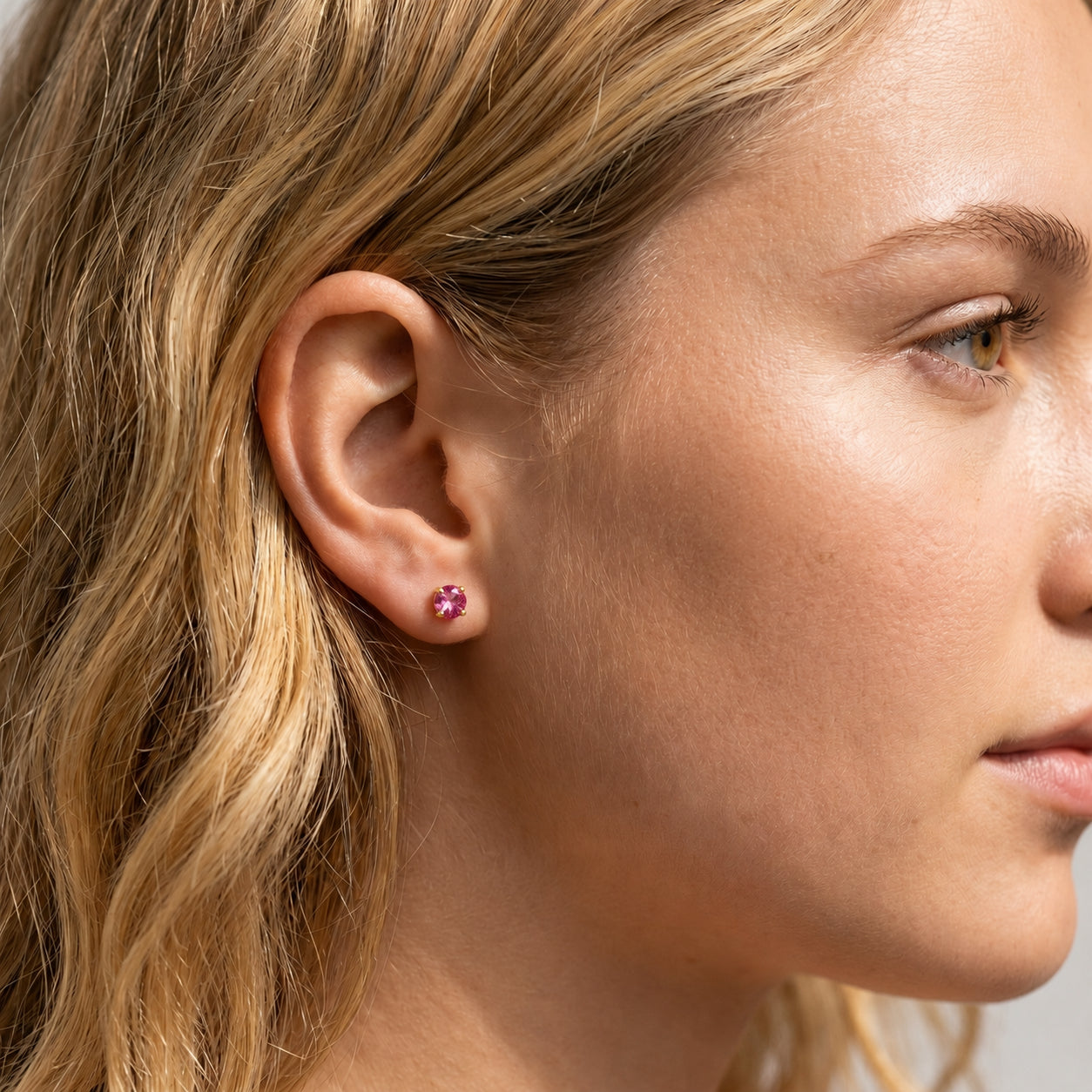 Yellow Gold Halo Petal Earrings Ruby 10K — Benedetta