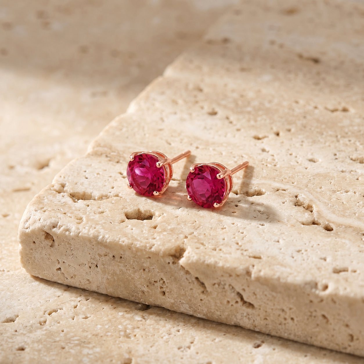 Rose Gold Halo Petal Earrings Sapphire 10K — Benedetta