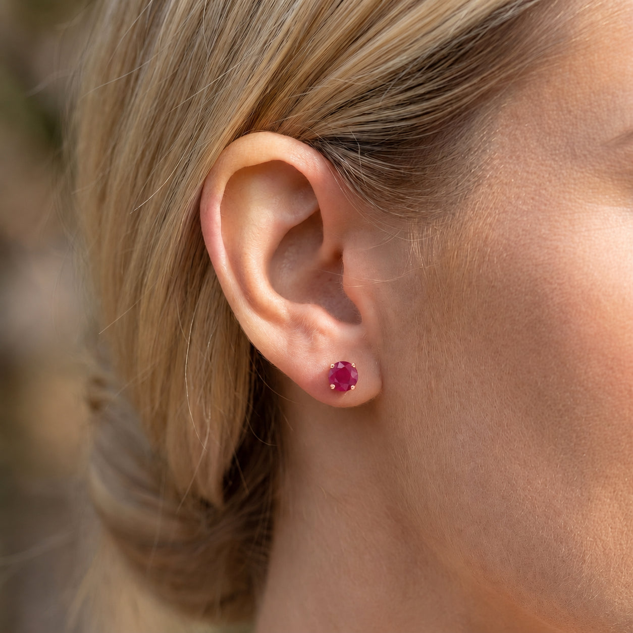 Rose Gold Halo Petal Earrings Sapphire 10K — Benedetta