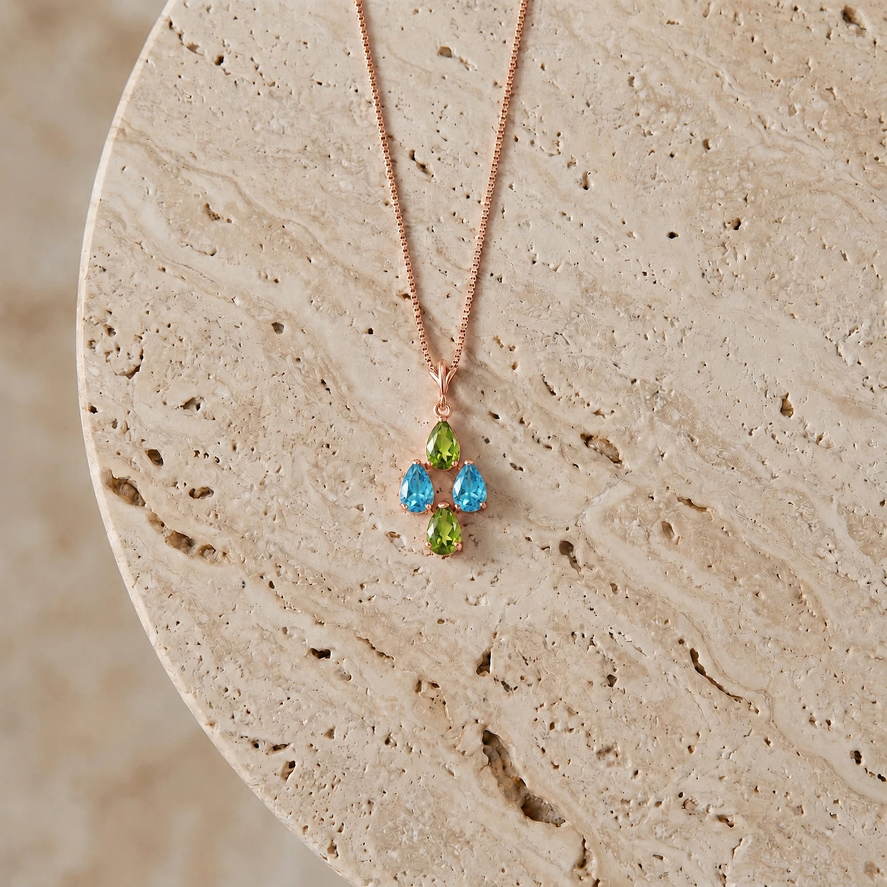 Rose Gold Grace Necklace Blue Topaz 10K — Marta