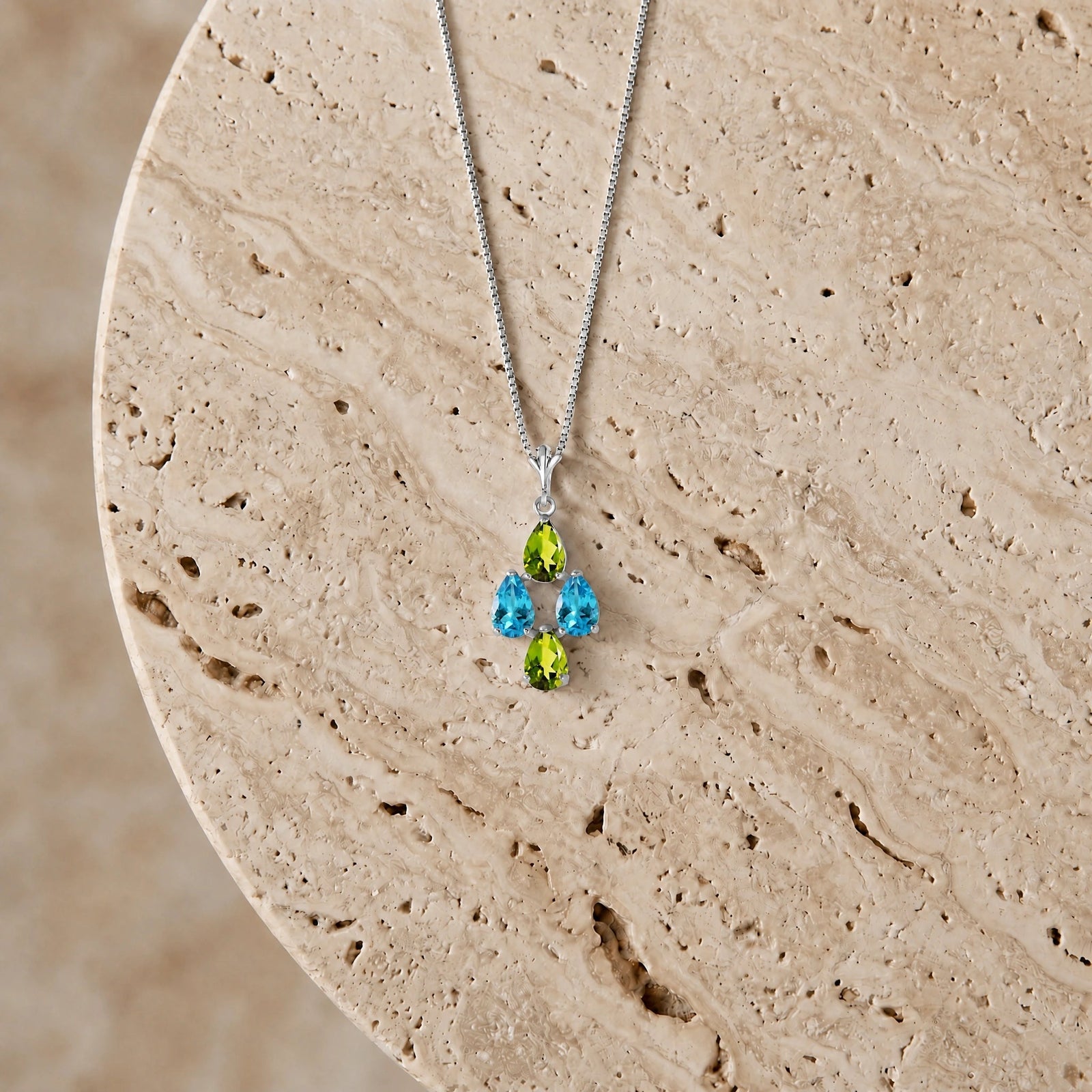 White Gold Grace Necklace Blue Topaz 10K — Marta